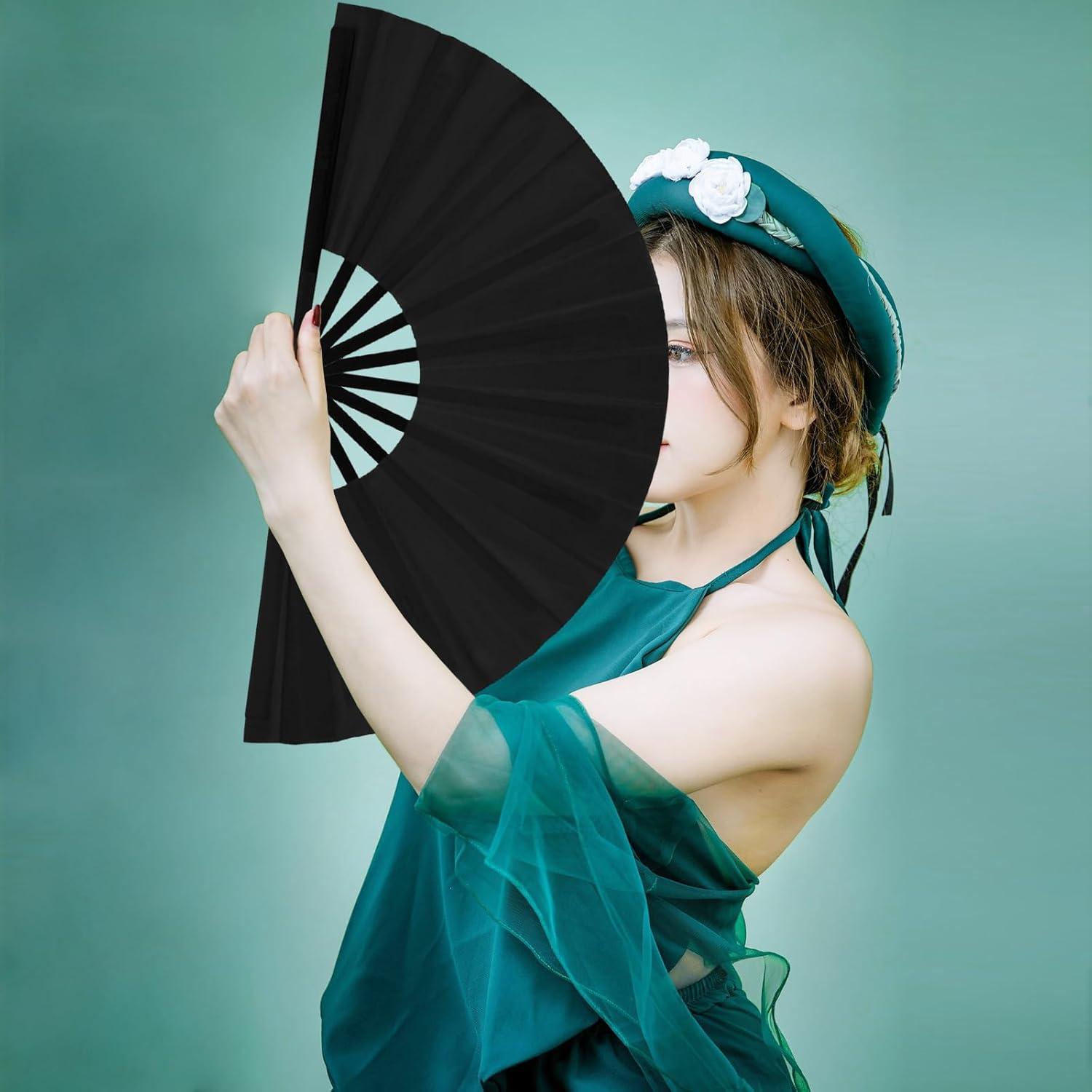 Ventilador Plegable WNWBFM Grande Holográfico Negro