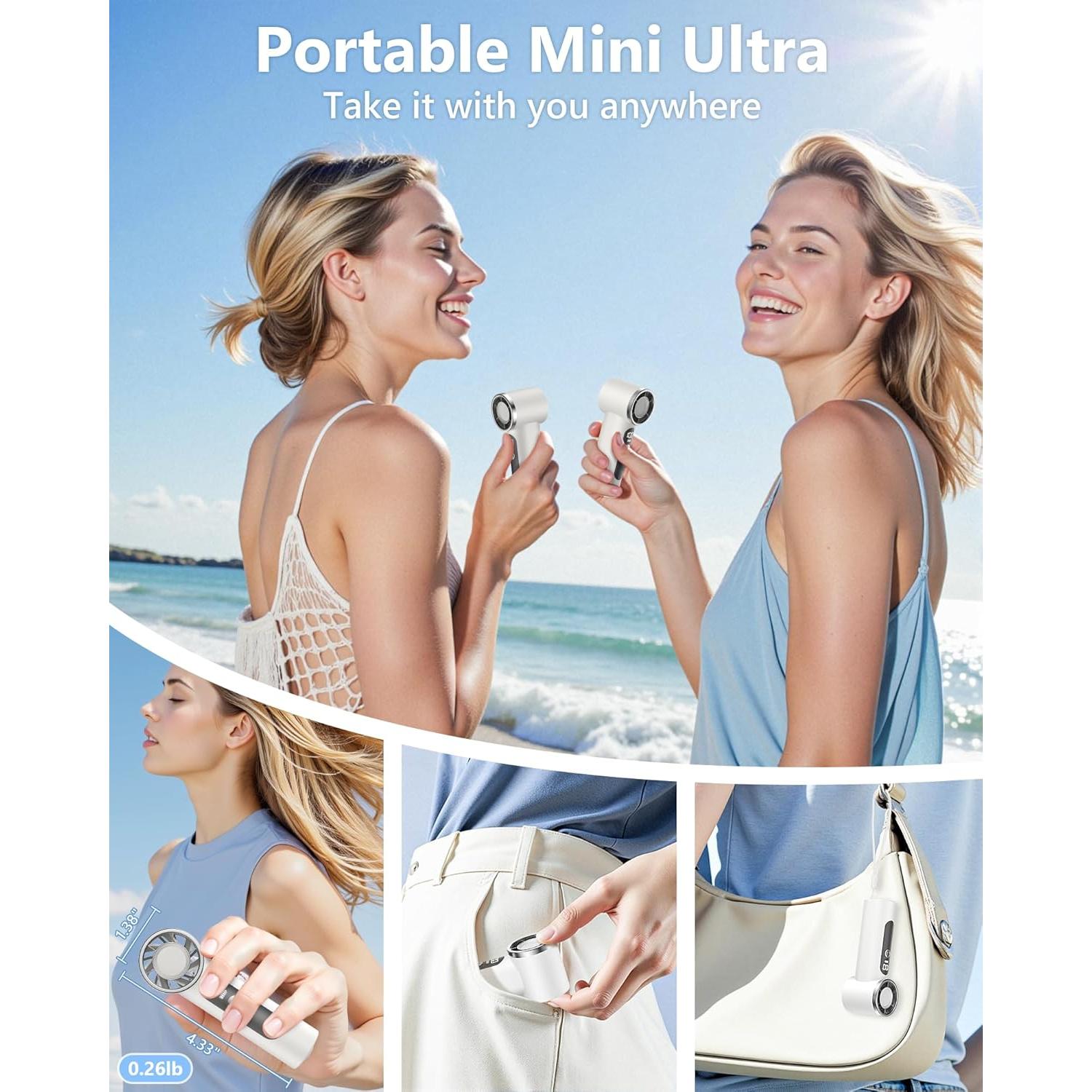 Ventilador Portátil de Mano AGEYOU X98 Batería 4000mAh Blanco