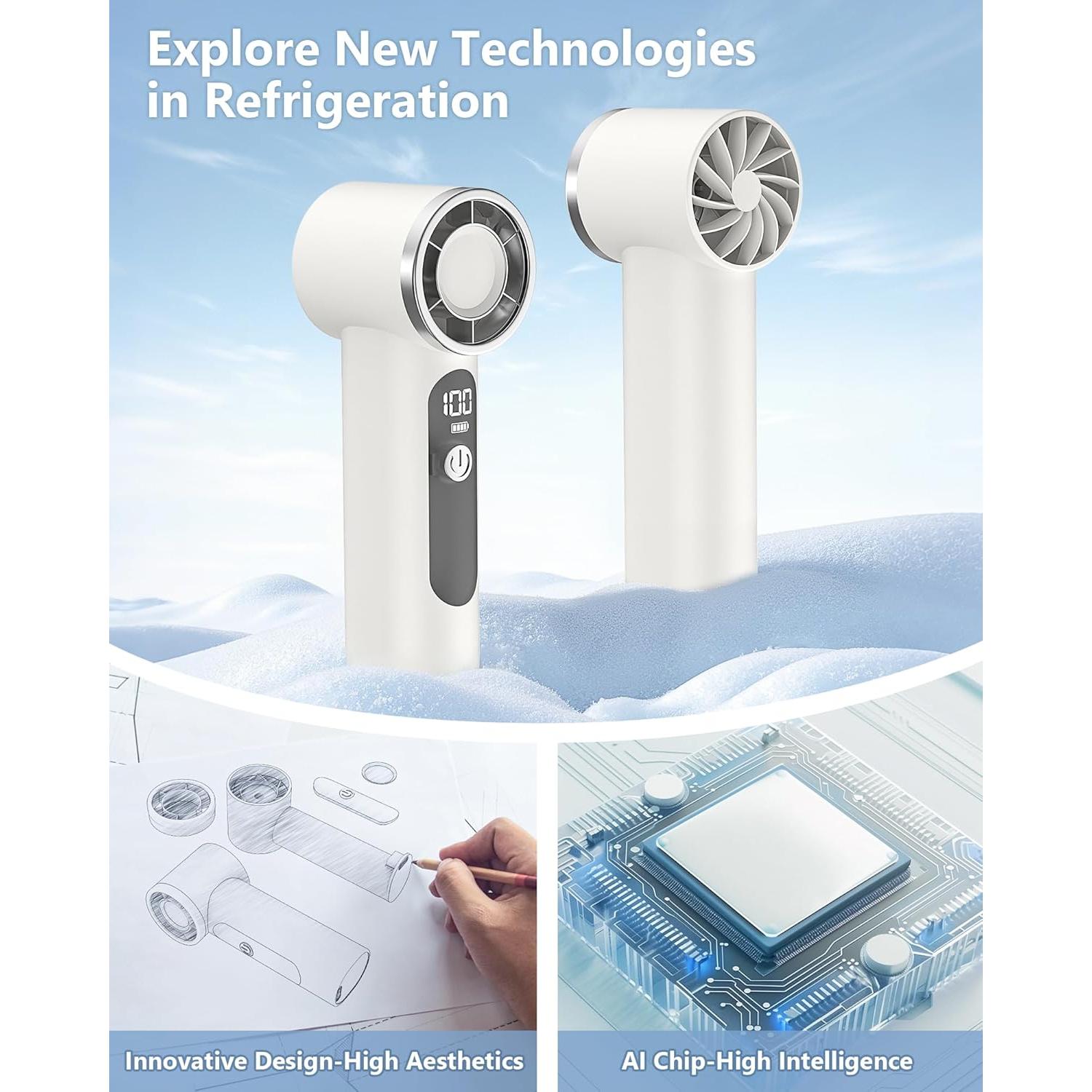 Ventilador Portátil de Mano AGEYOU X98 Batería 4000mAh Blanco