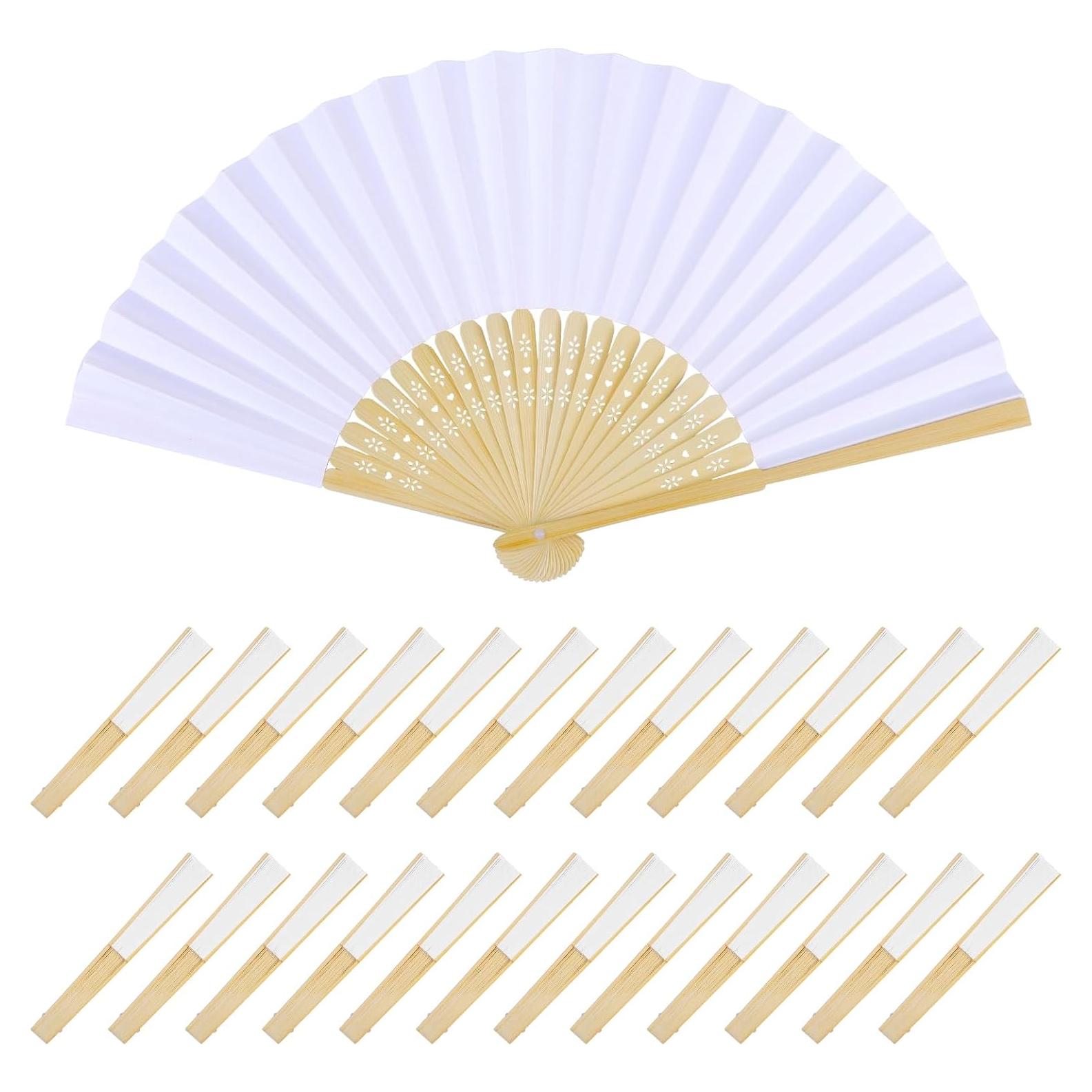 24 Abanicos de Papel Blancos WYTAOHZL para Bodas y DIY