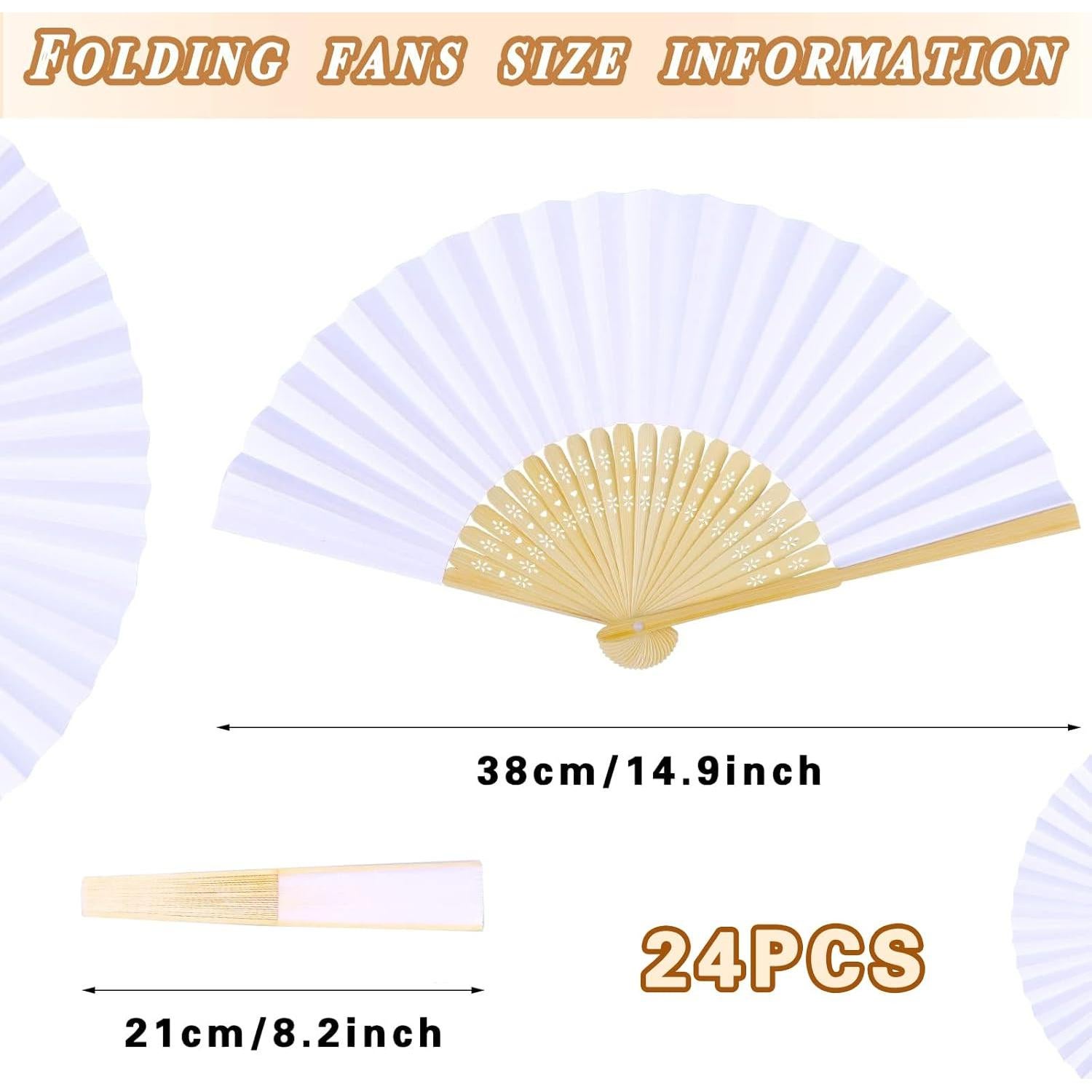 24 Abanicos de Papel Blancos WYTAOHZL para Bodas y DIY