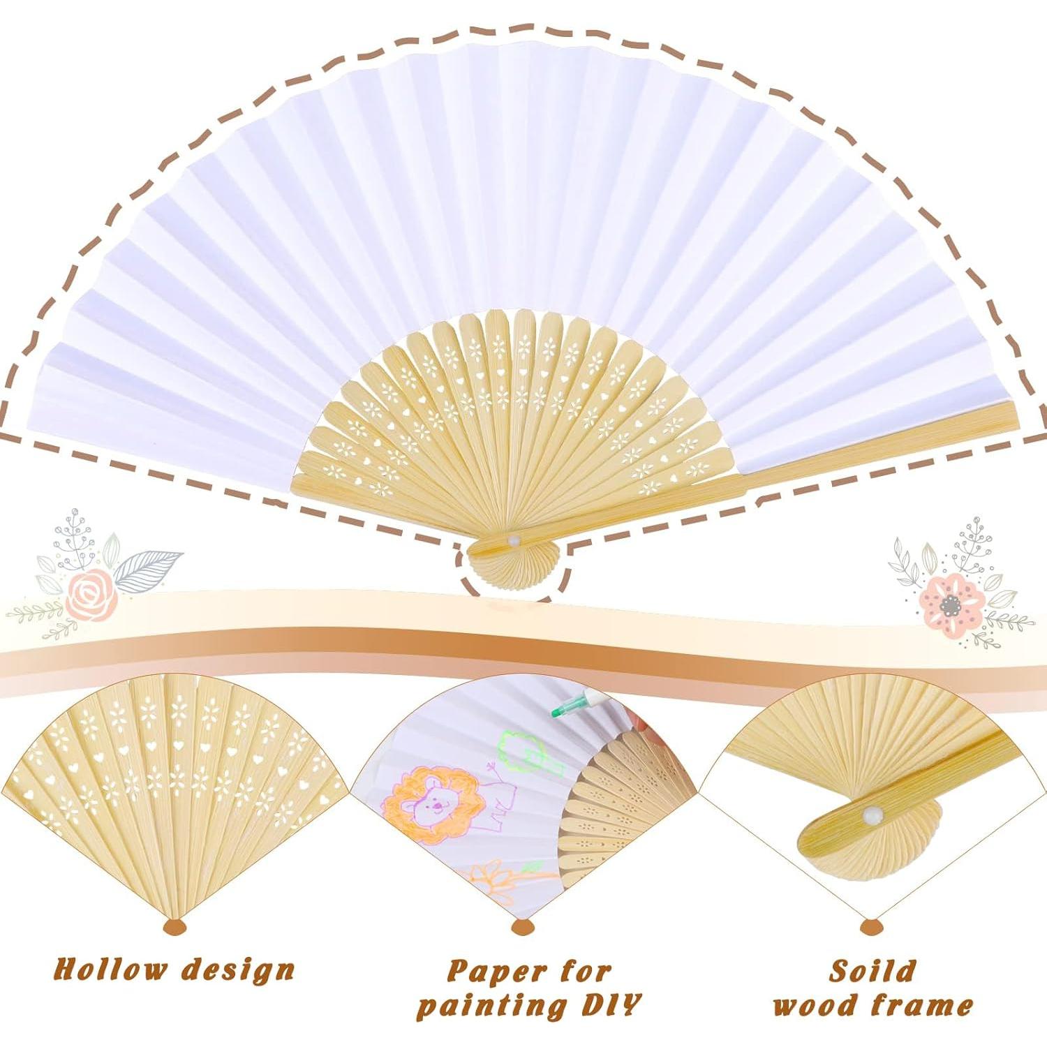 24 Abanicos de Papel Blancos WYTAOHZL para Bodas y DIY