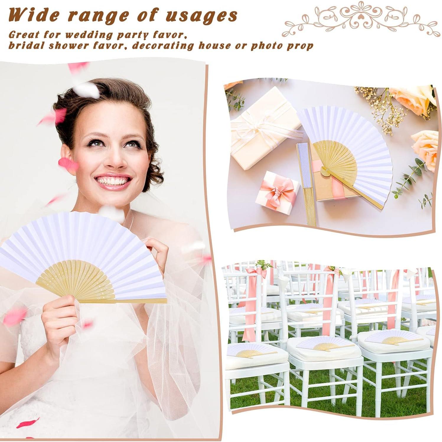 24 Abanicos de Papel Blancos WYTAOHZL para Bodas y DIY
