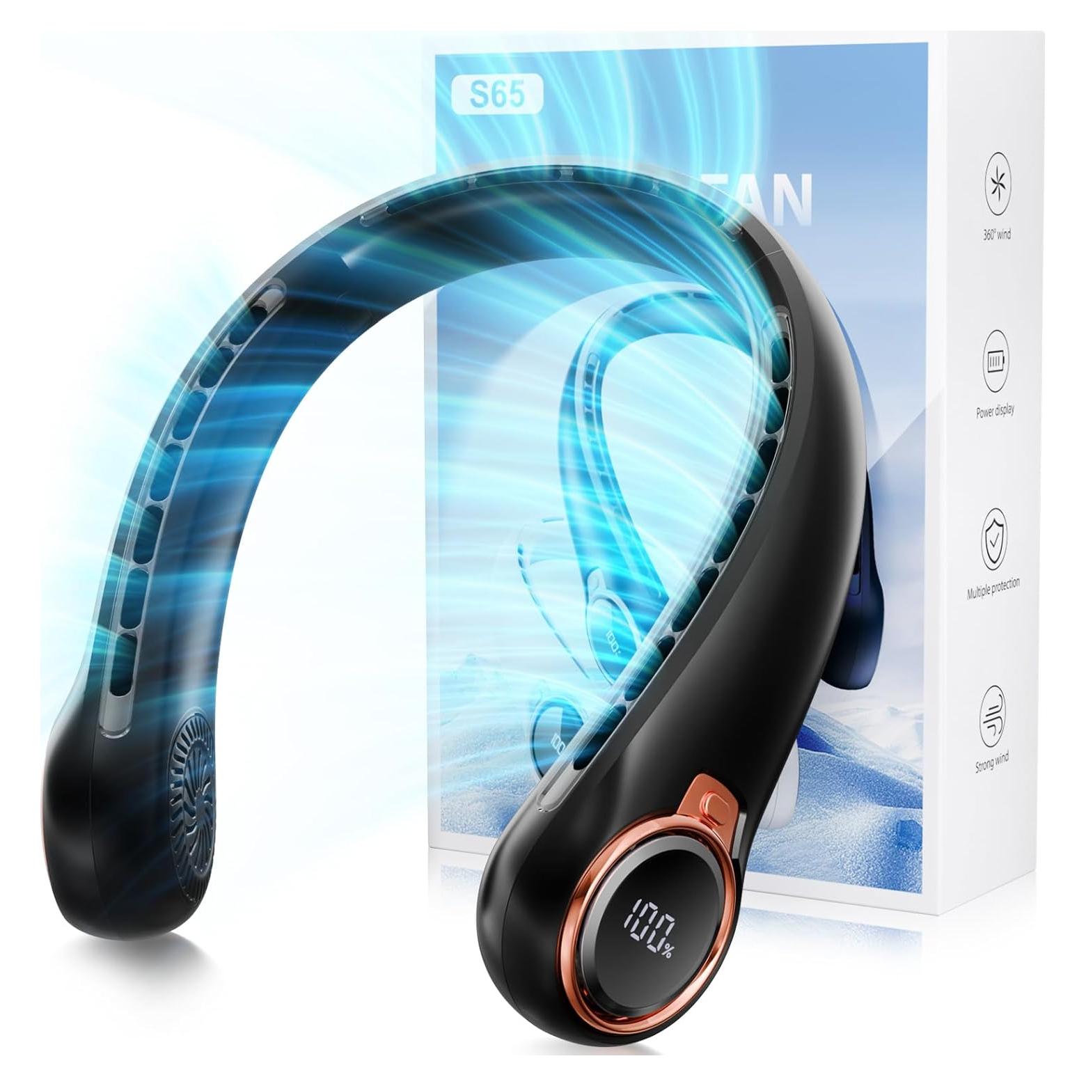 Ventilador de Cuello Portátil ZHZW 6000mAh USB 3 Velocidades Negro