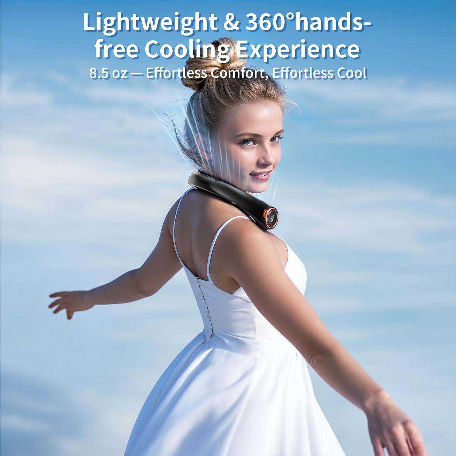 Ventilador de Cuello Portátil ZHZW 6000mAh USB 3 Velocidades Negro