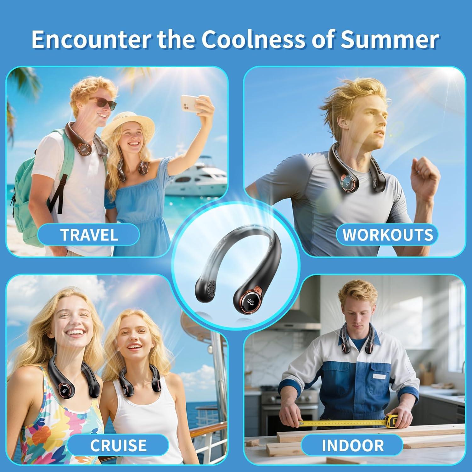 Ventilador de Cuello Portátil ZHZW 6000mAh USB 3 Velocidades Negro