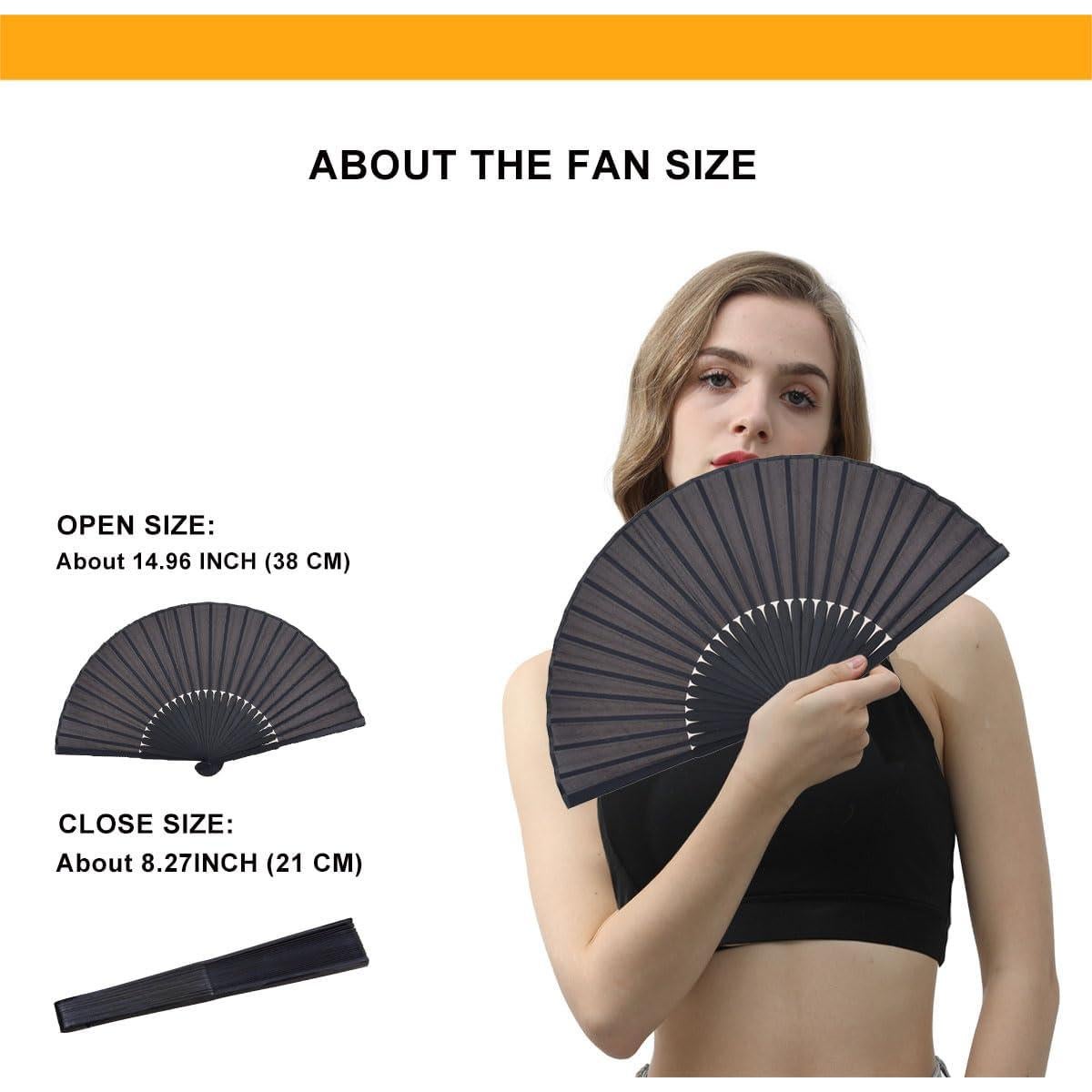 Abanicos Plegables Amajiji de Bambú y Seda 21x38cm - 2 Pcs