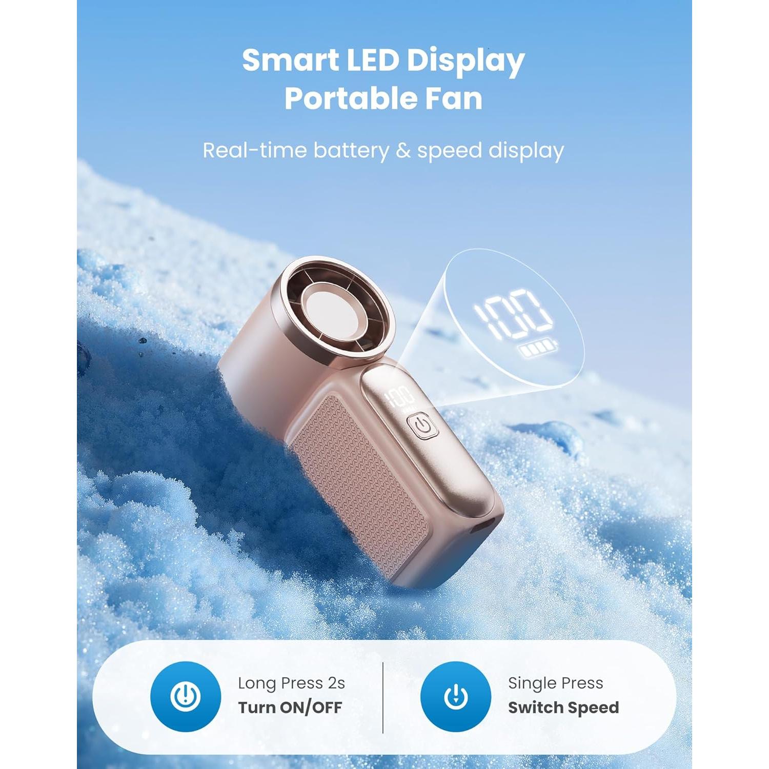 Ventilador de Mano Mini Gaiatop Rosa 16900 RPM 6 Velocidades