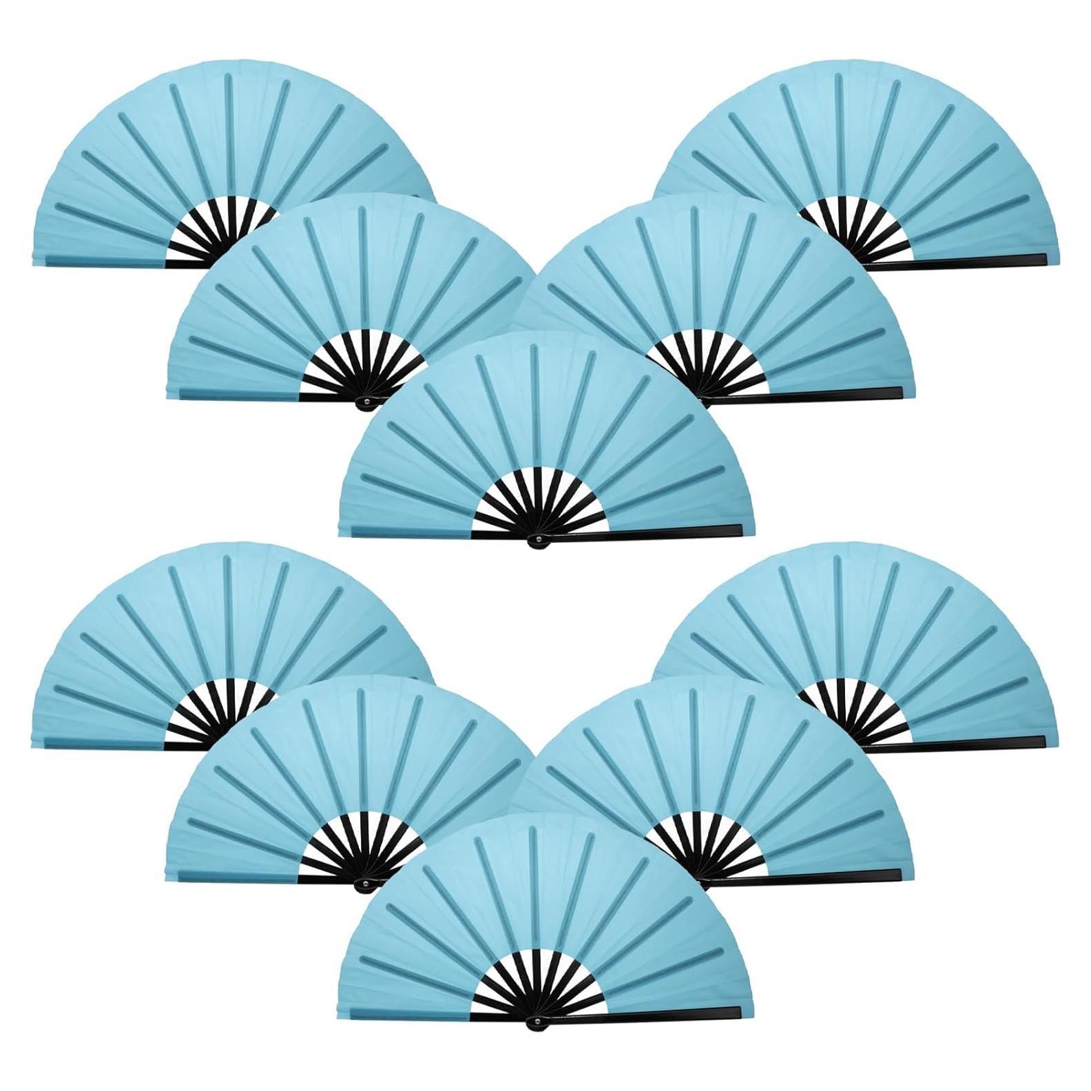Abanicos Plegables QIRMIZI 10PCS Azul Claro 65cm para Rave