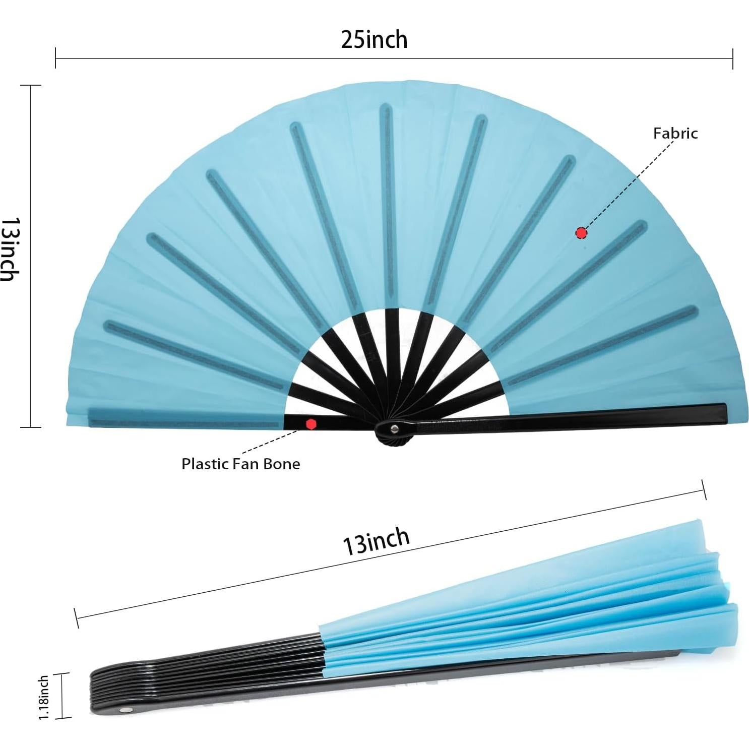 Abanicos Plegables QIRMIZI 10PCS Azul Claro 65cm para Rave