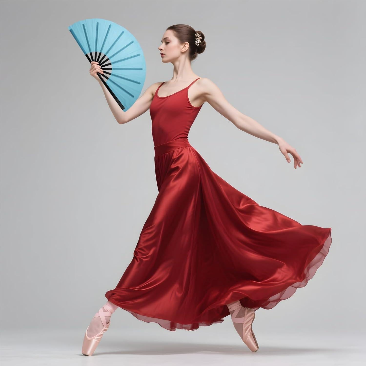 Abanicos Plegables QIRMIZI 10PCS Azul Claro 65cm para Rave