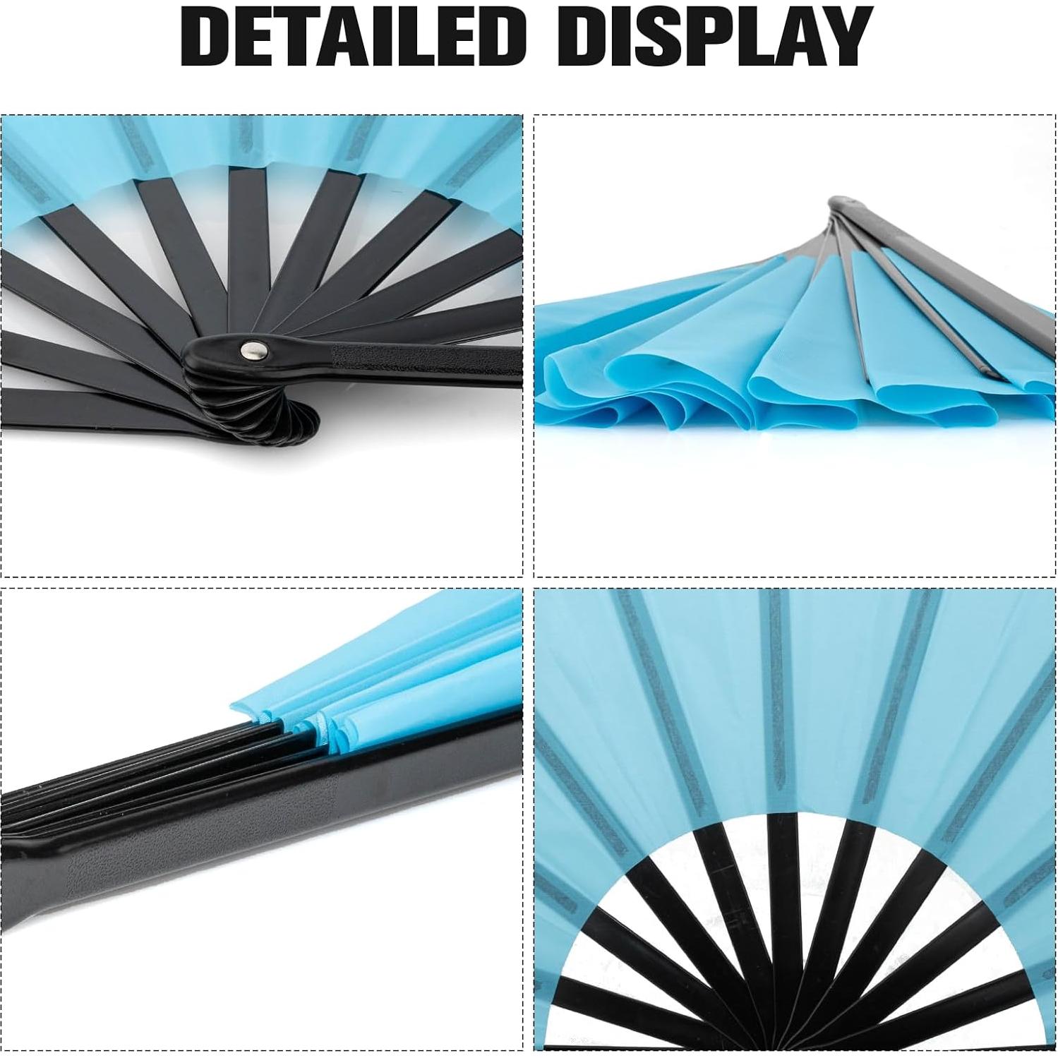Abanicos Plegables QIRMIZI 10PCS Azul Claro 65cm para Rave