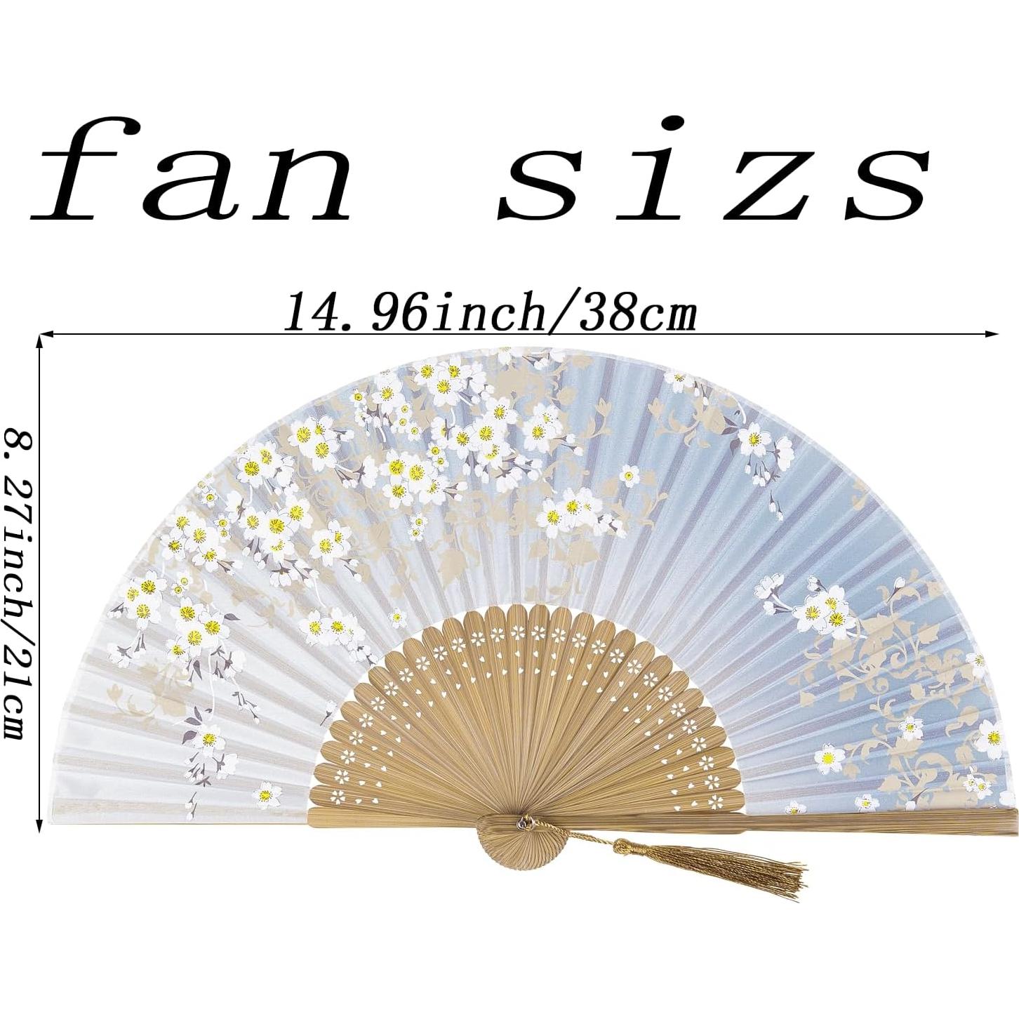 Abanico Plegable de Seda y Bambú Gris-Sakura para Mujeres