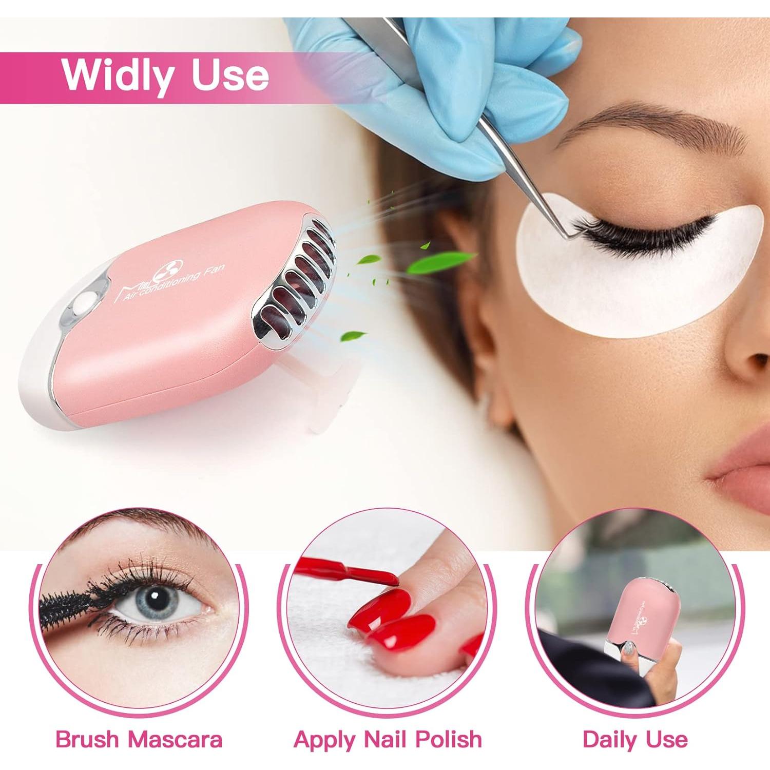 Ventilador Mini Portátil Mlogiroa para Pestañas Rosa USB