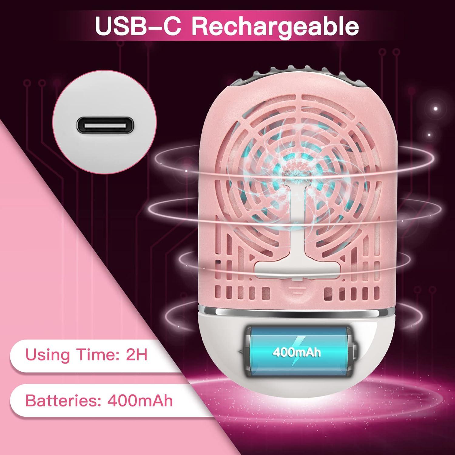 Ventilador Mini Portátil Mlogiroa para Pestañas Rosa USB