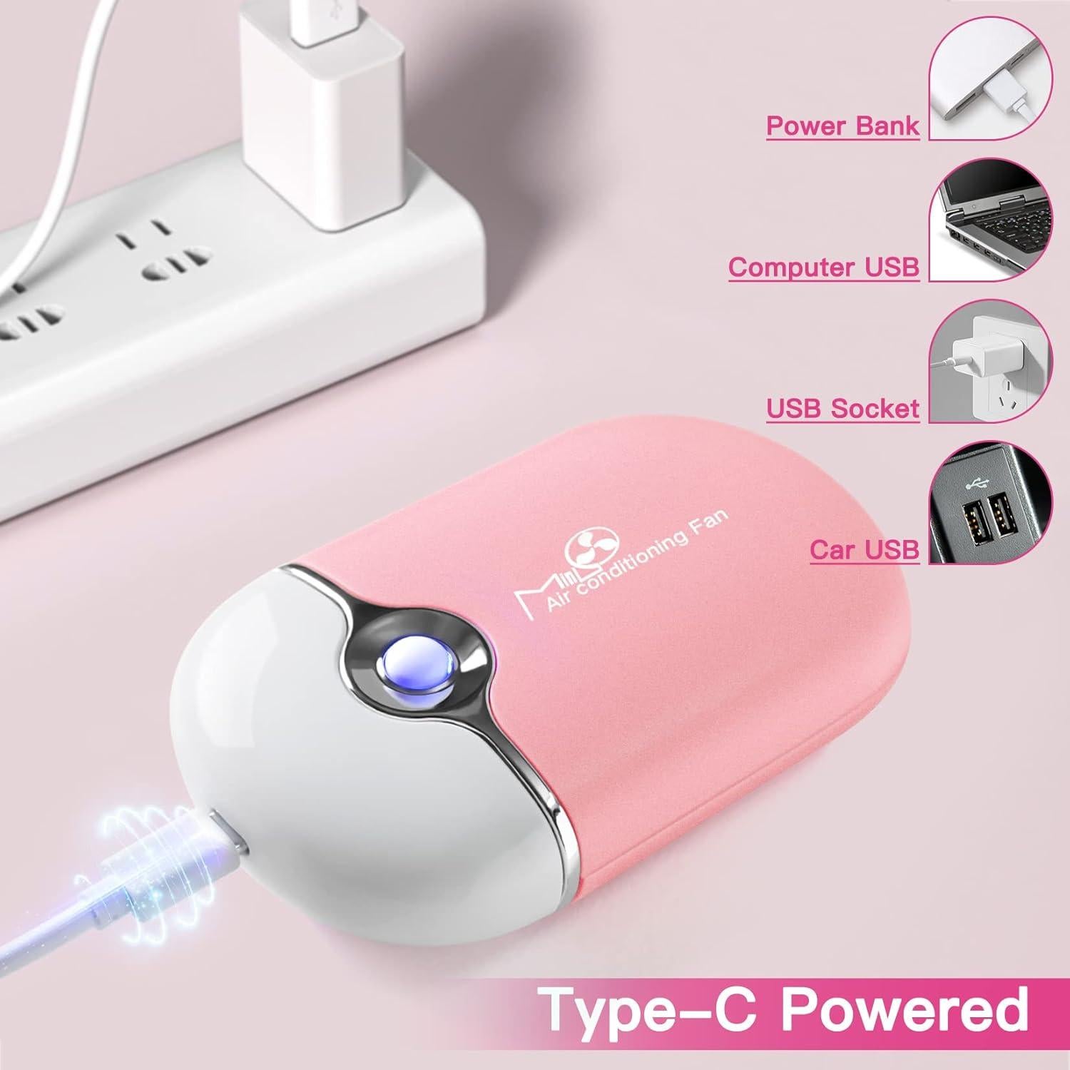 Ventilador Mini Portátil Mlogiroa para Pestañas Rosa USB