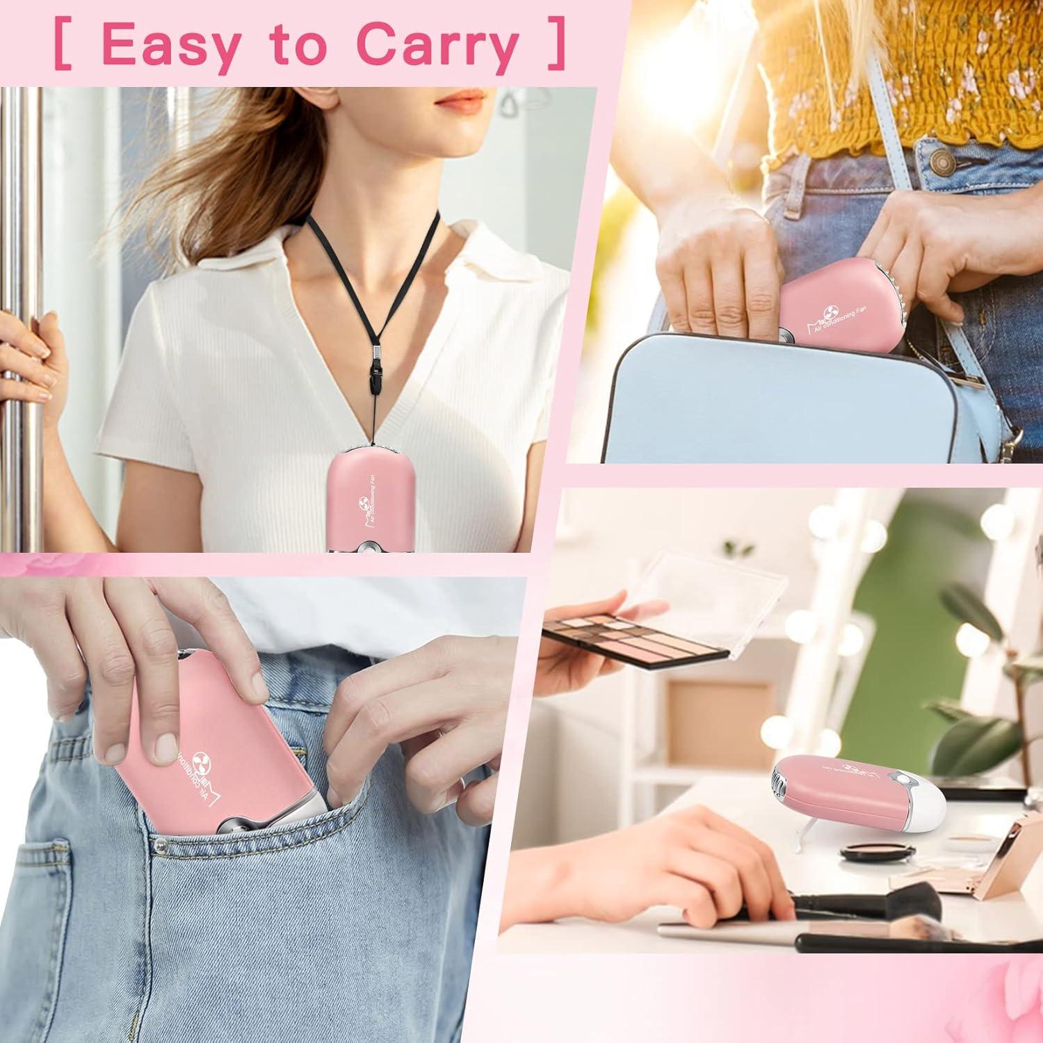 Ventilador Mini Portátil Mlogiroa para Pestañas Rosa USB