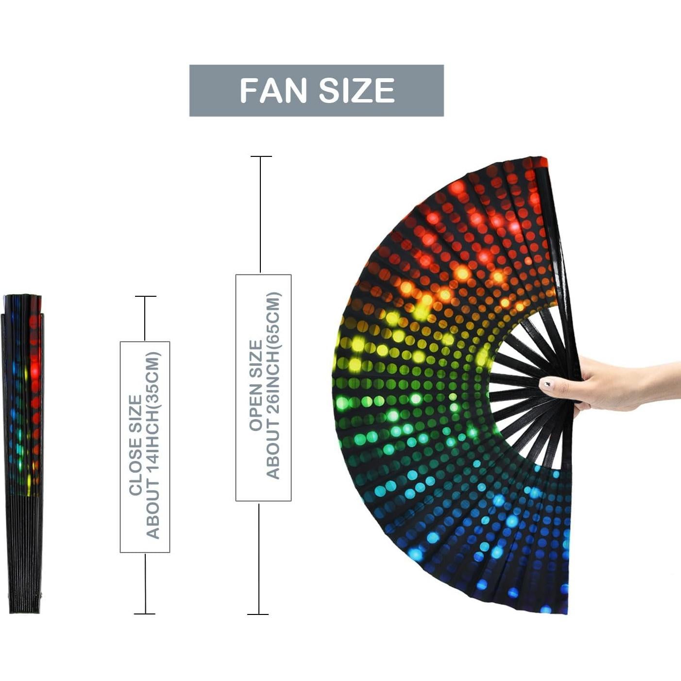 Gran Abanico Plegable STHUAHE 35.56x66.04cm para Rave
