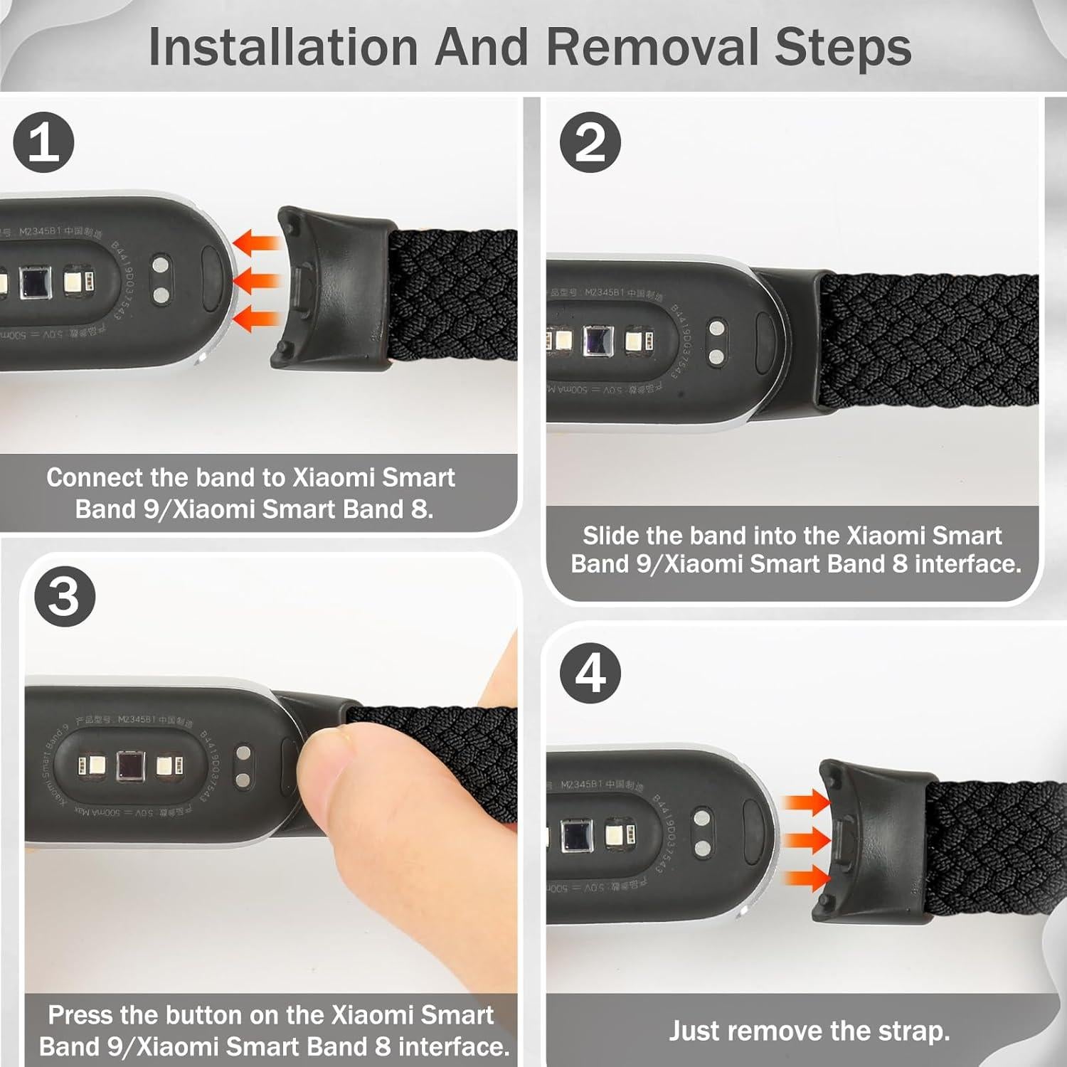 Bandas trenzadas TumpCez para Xiaomi Smart Band 9/8 - 2-Pack