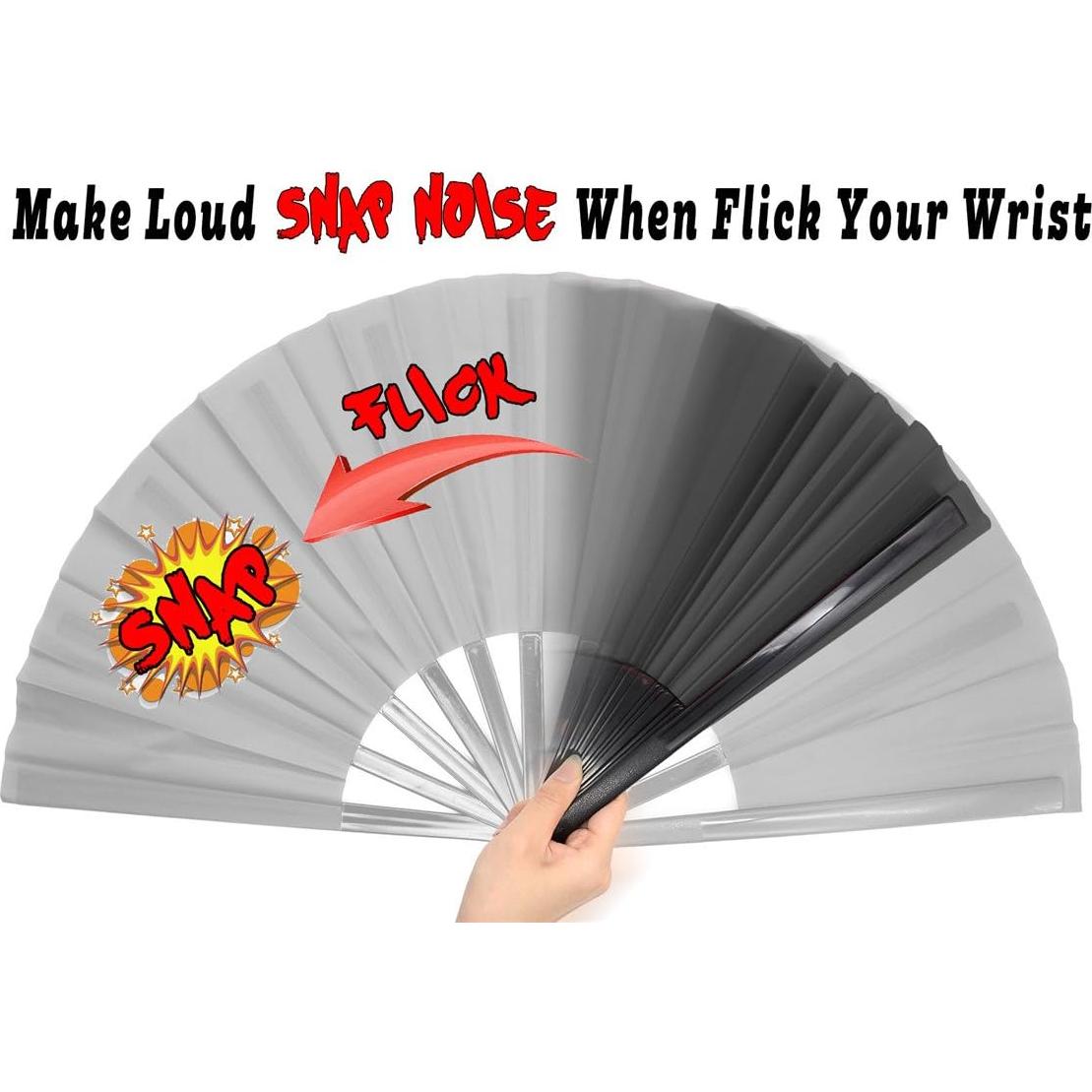 Abanico Plegable OMyTea Kung Fu Negro 33x64.8cm para Rave