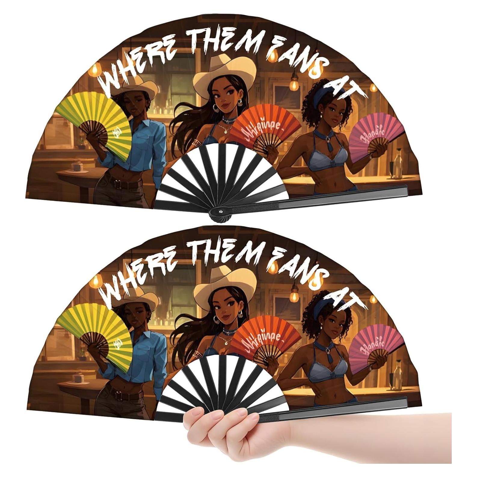 Ventiladores de Mano Plegables Colorato 66cm para Festivales