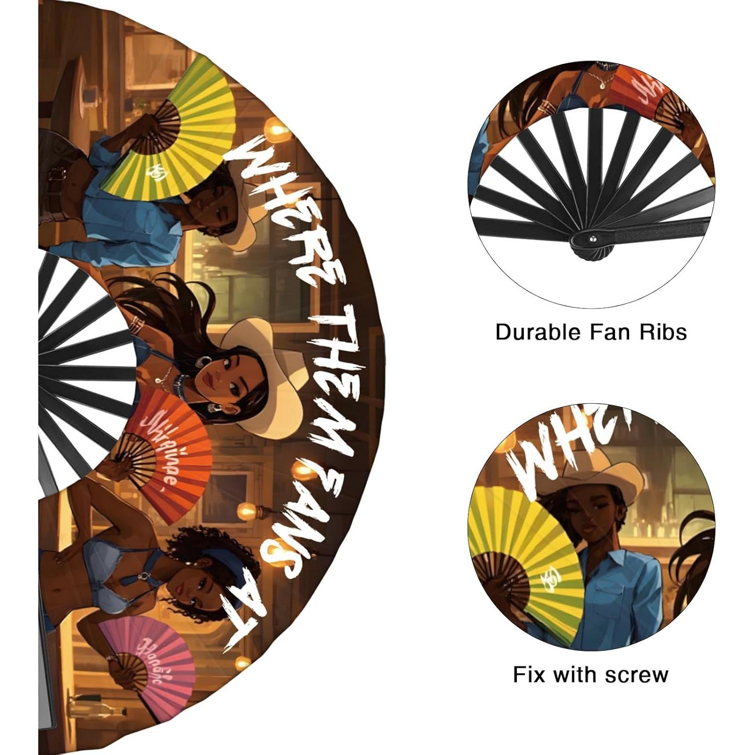 Ventiladores de Mano Plegables Colorato 66cm para Festivales