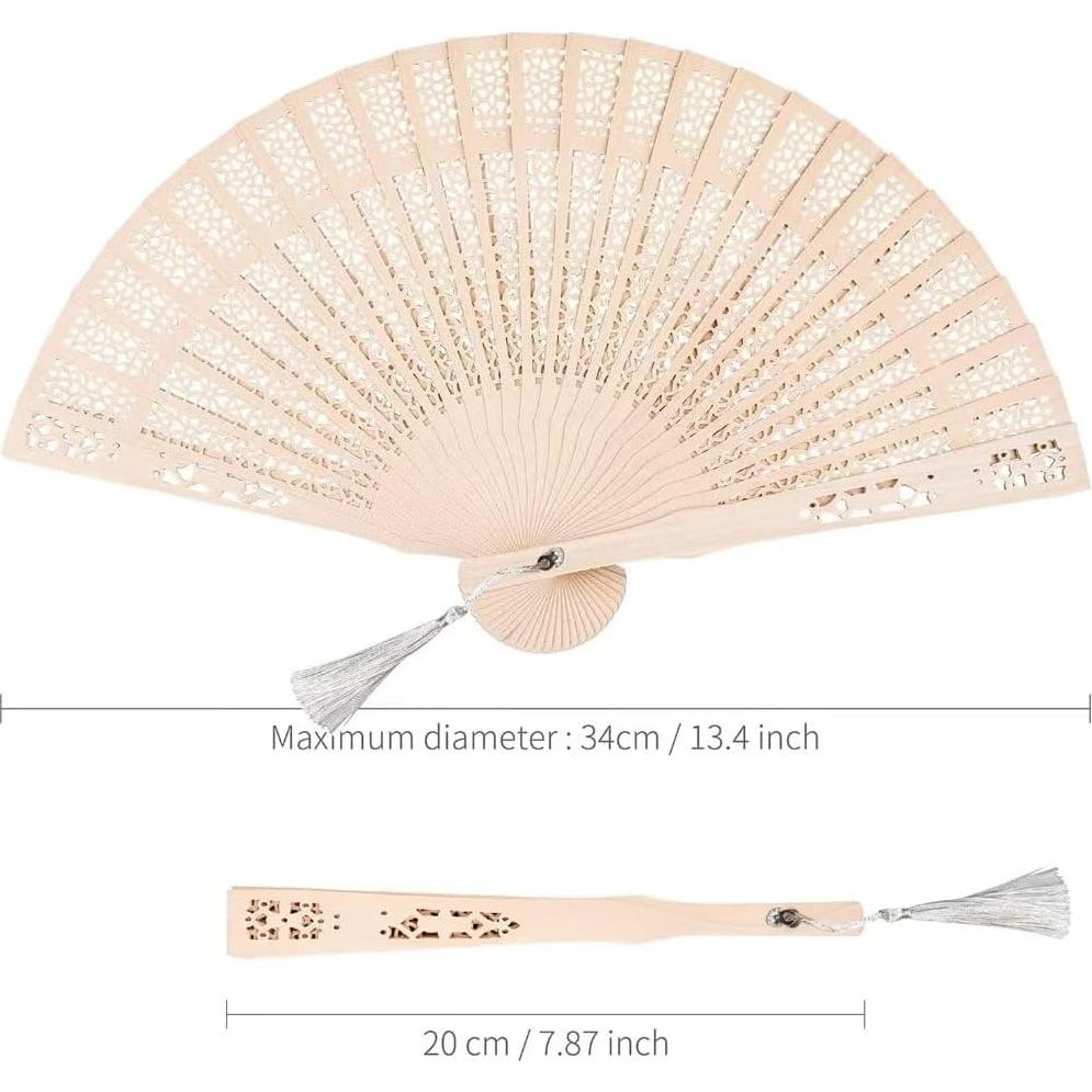 3 Abanicos Plegables de Madera Emsiok Vintage 34cm