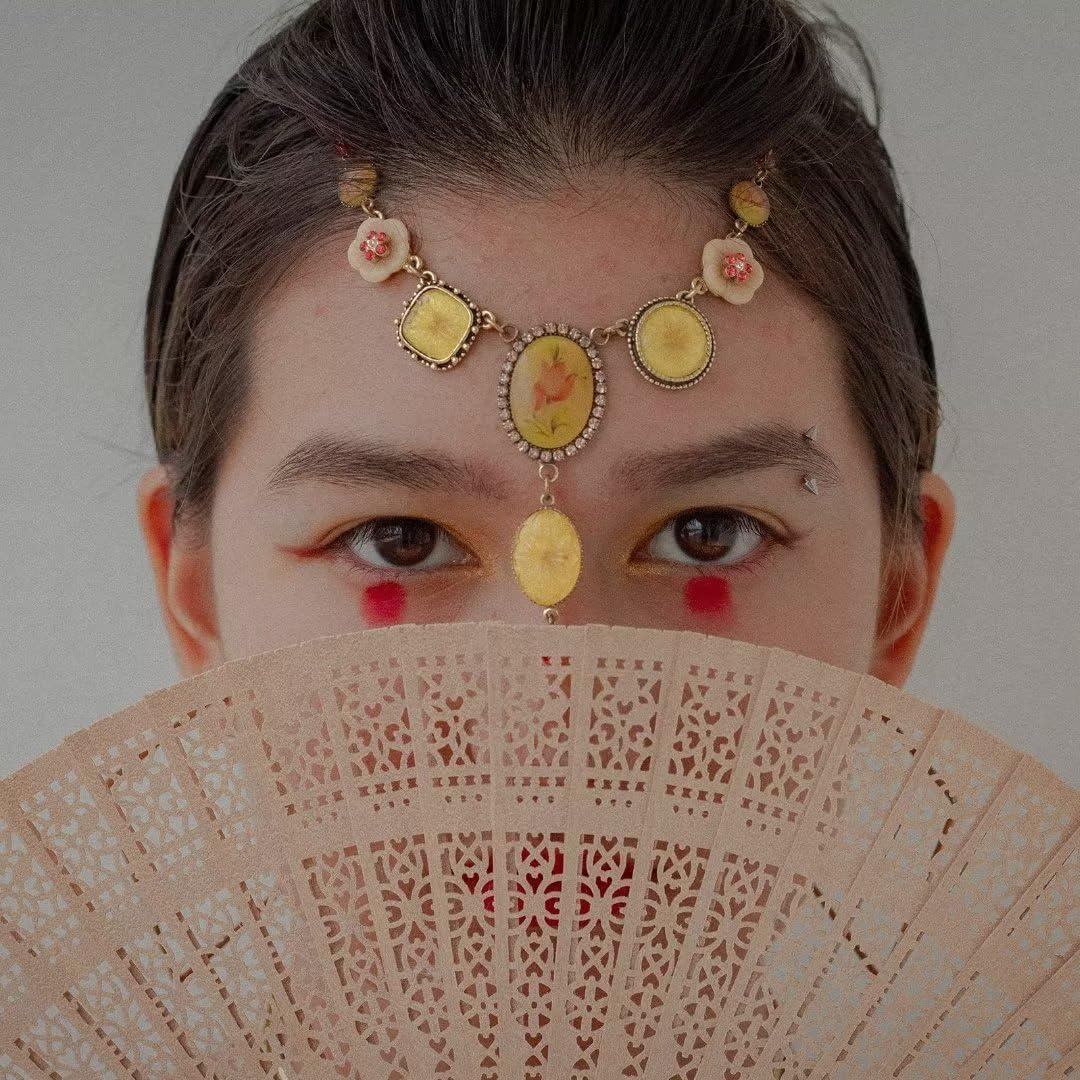 3 Abanicos Plegables de Madera Emsiok Vintage 34cm