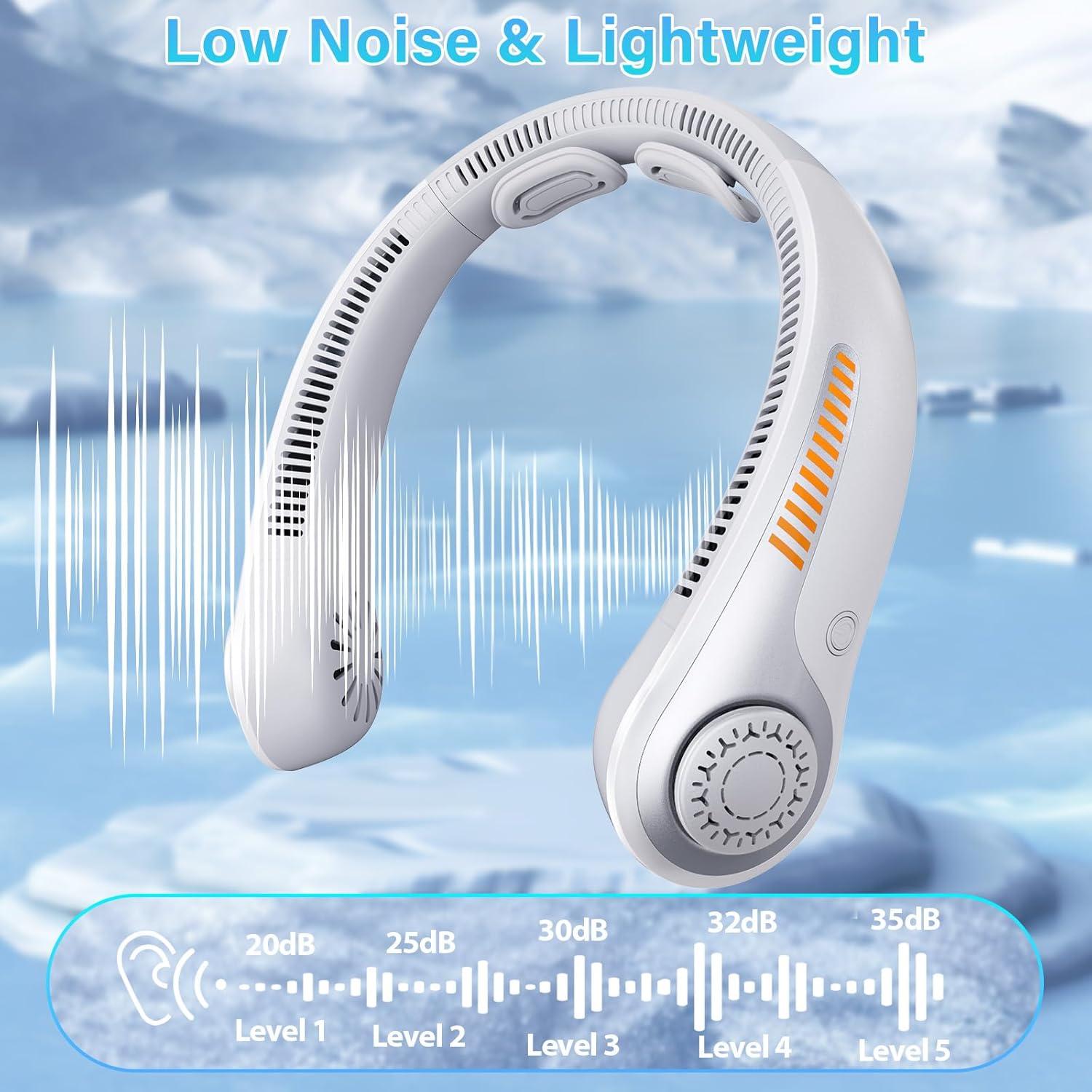 Ventilador de Cuello U UZOPI Recargable 5 Velocidades Gris