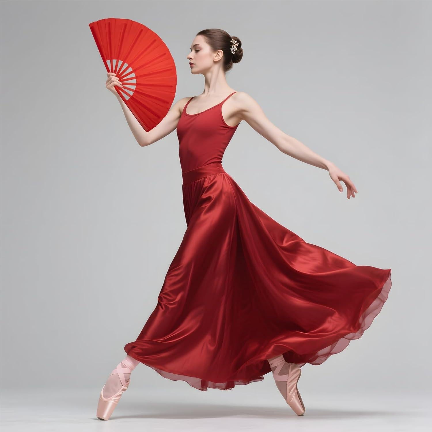 Abanicos Plegables QIRMIZI 10PCS para Baile y Festivales