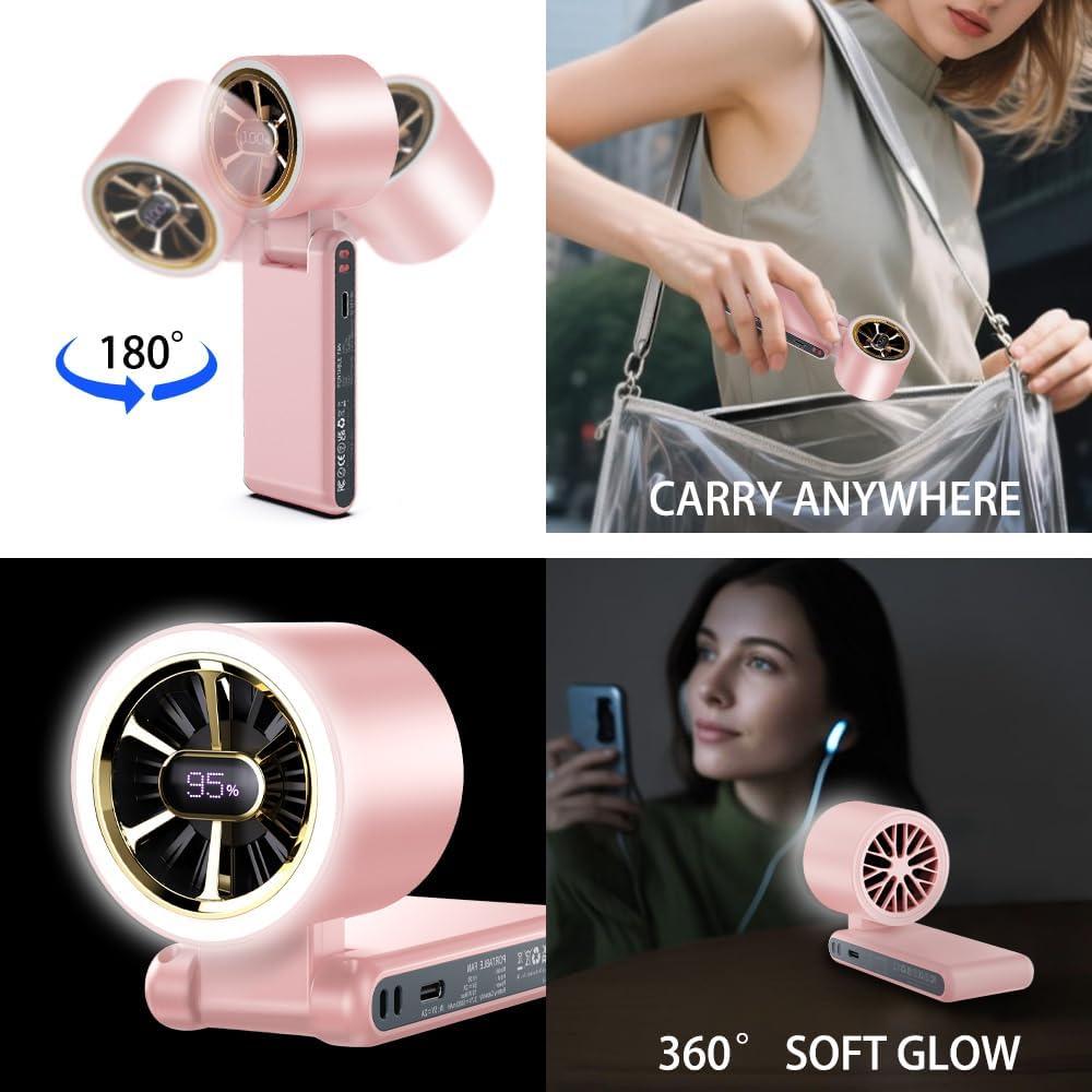 Ventilador de Mano CAZOKASI H100 Recargable 5000mAh Rosa