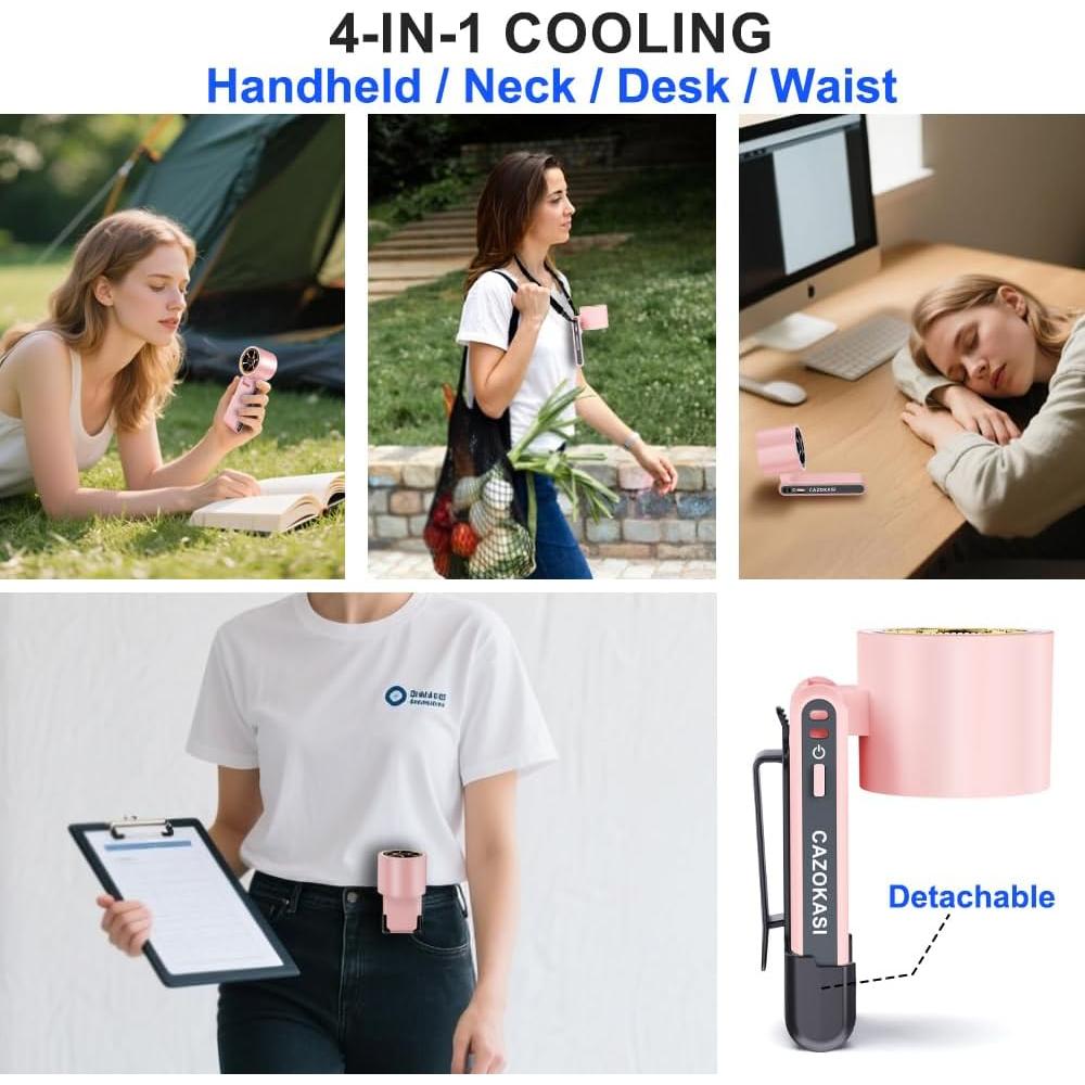 Ventilador de Mano CAZOKASI H100 Recargable 5000mAh Rosa