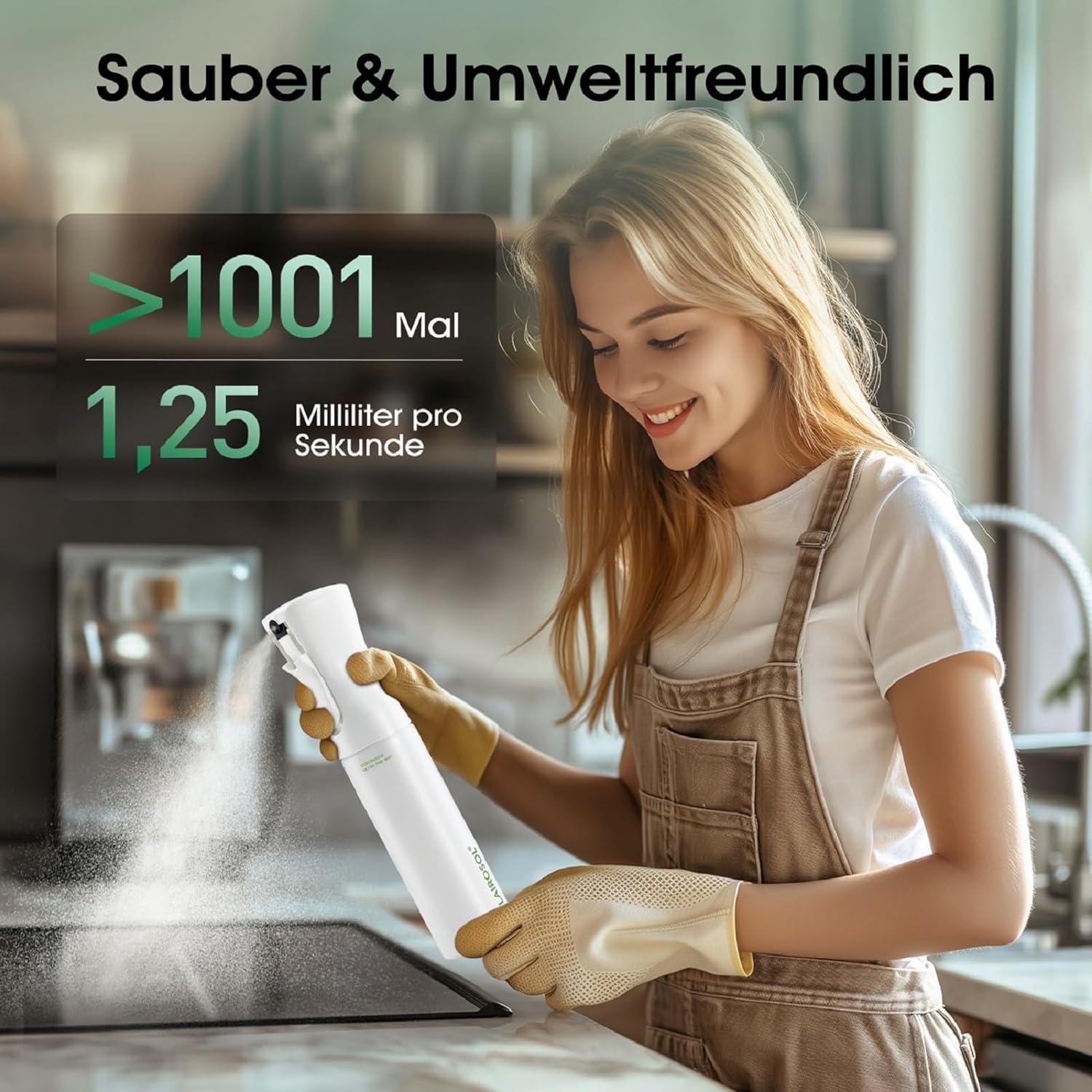 Pulverizador de Agua FLAIROSOL 300ml - Botella Blanca Verde