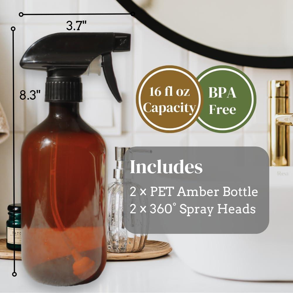 Botella de Spray 360° The Green Alcove - 2 Unidades Ámbar 0.47L