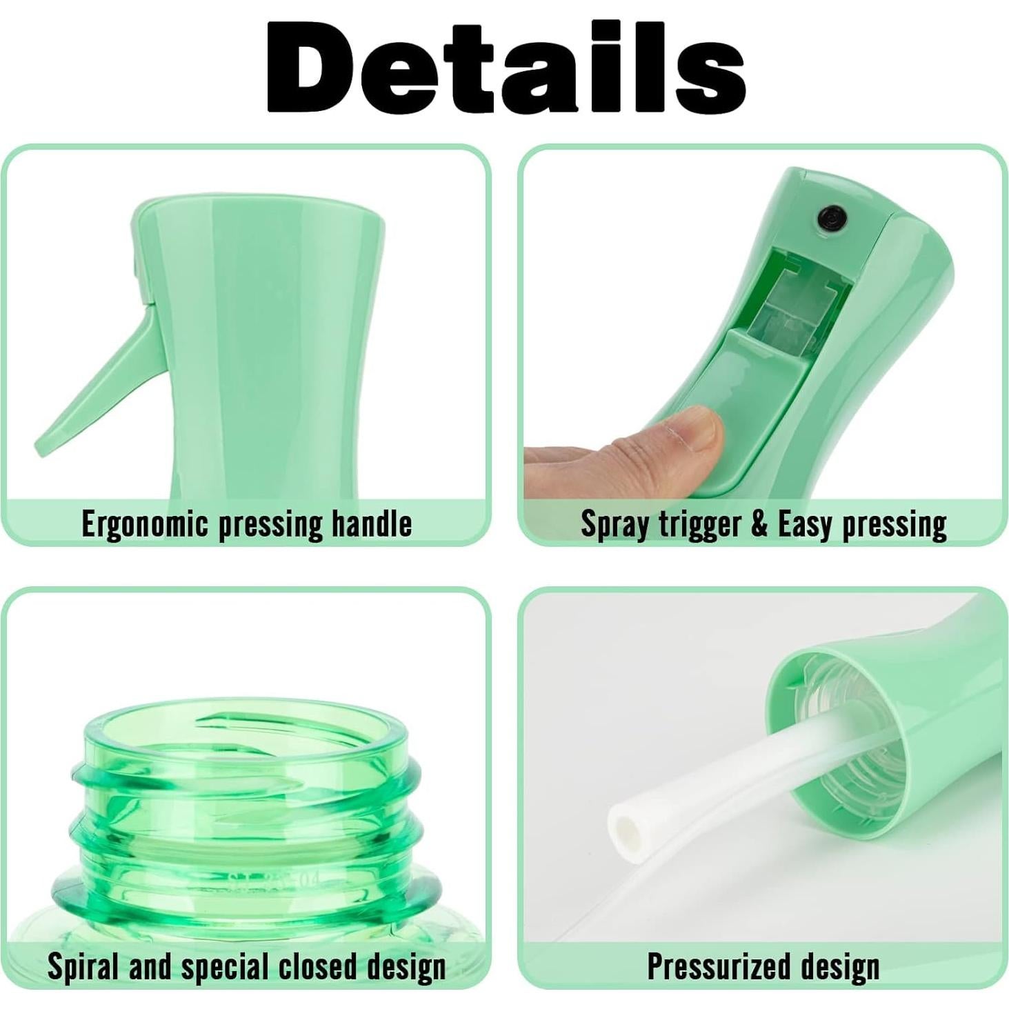 Botella Spray Niebla Fina 200ml Zuhose Verde Claro 2 Paquete