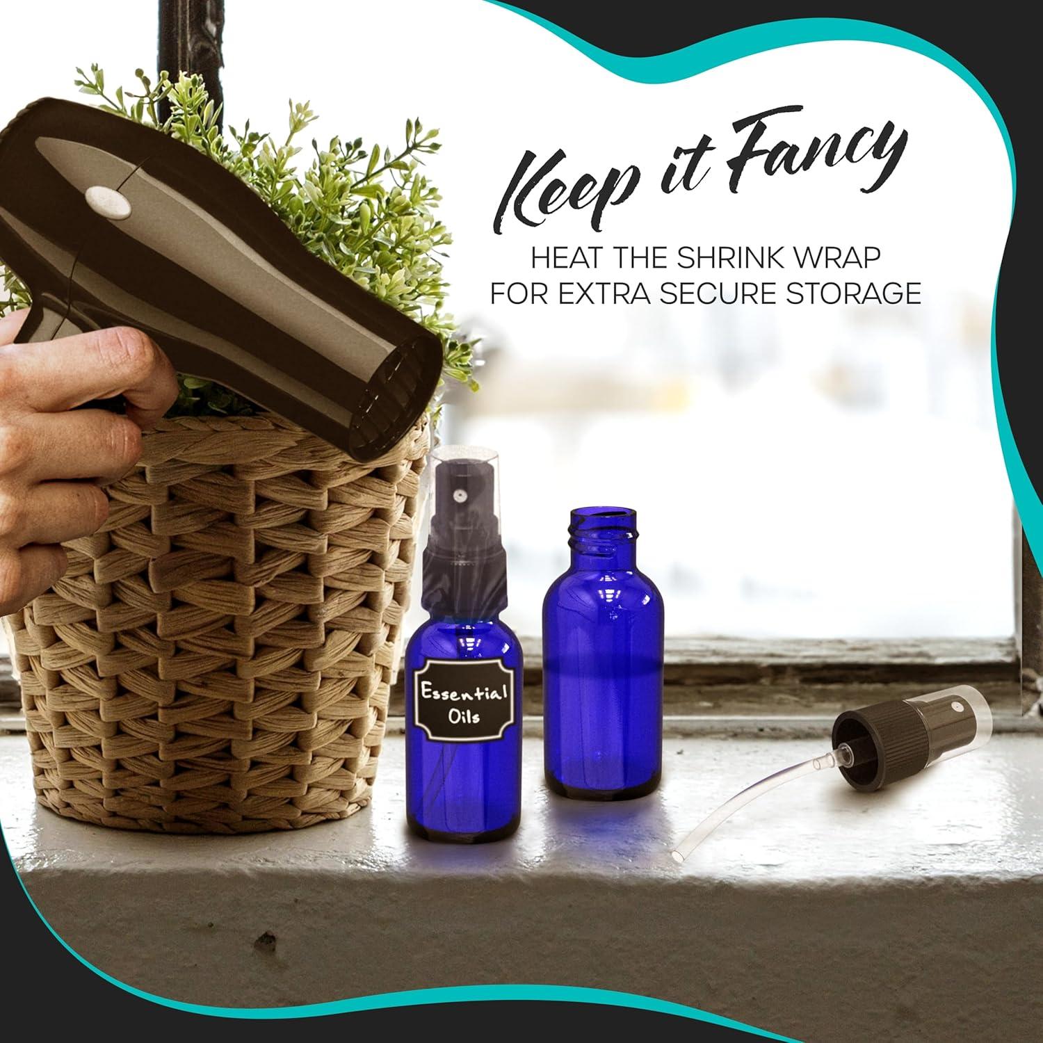 Juego de 24 Botellas de Spray de Vidrio Azul 1 Oz Nevlers