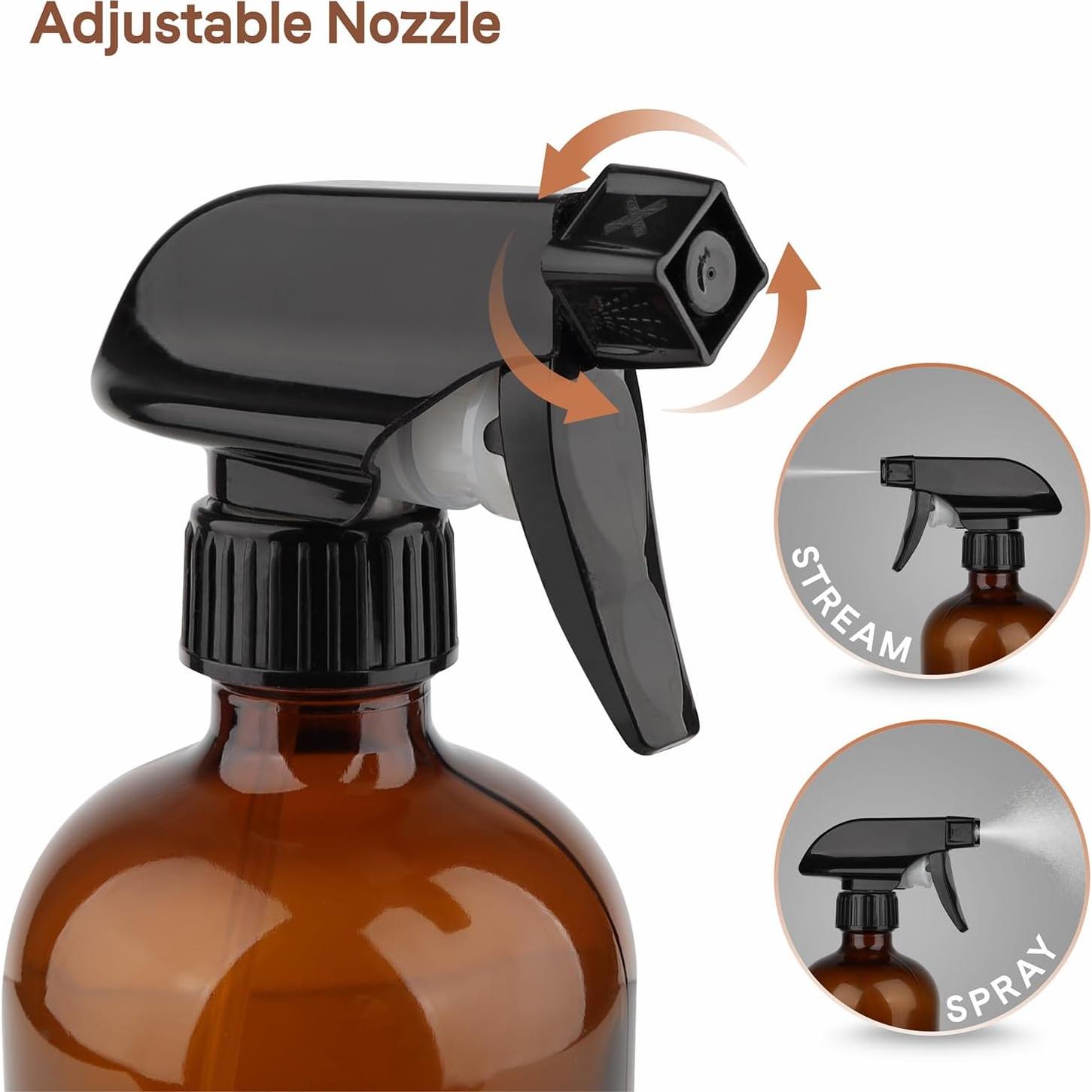 Botellas de Spray de Vidrio Ámbar GLING 16 oz 2 Pack Reutilizables