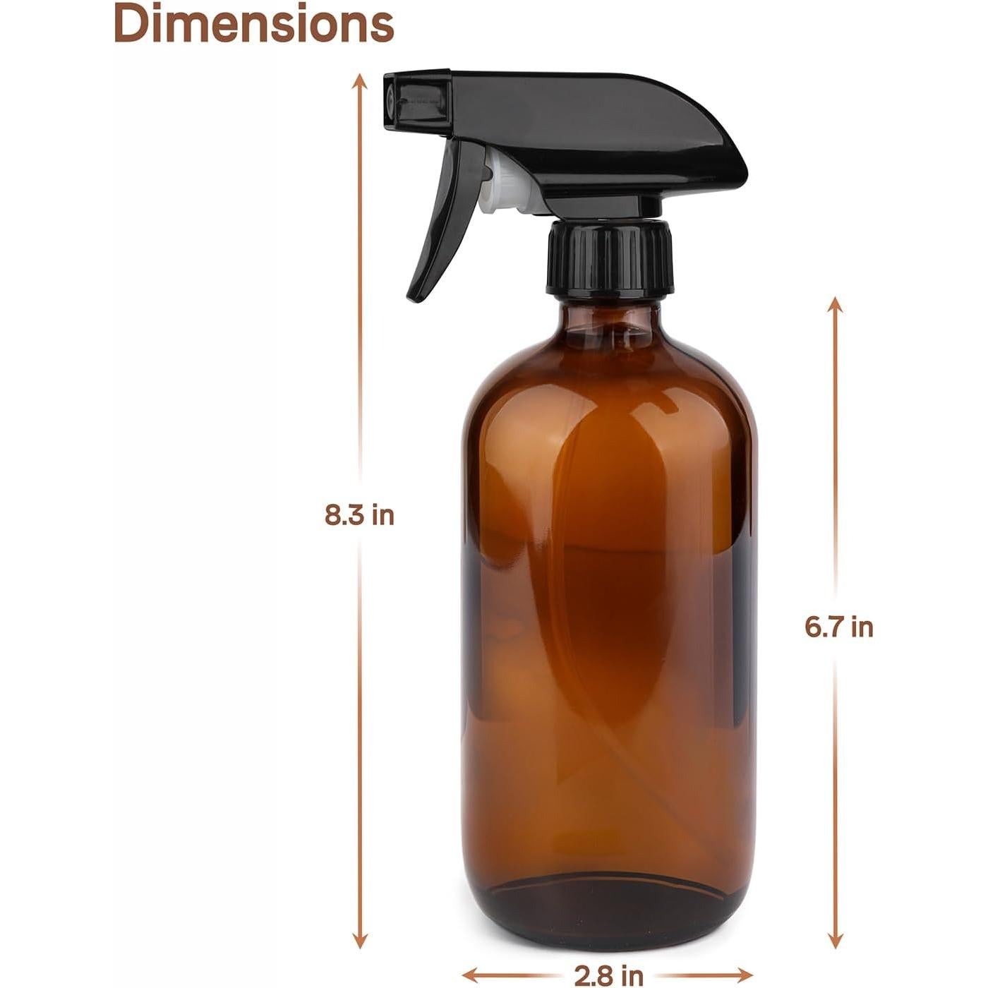 Botellas de Spray de Vidrio Ámbar GLING 16 oz 2 Pack Reutilizables