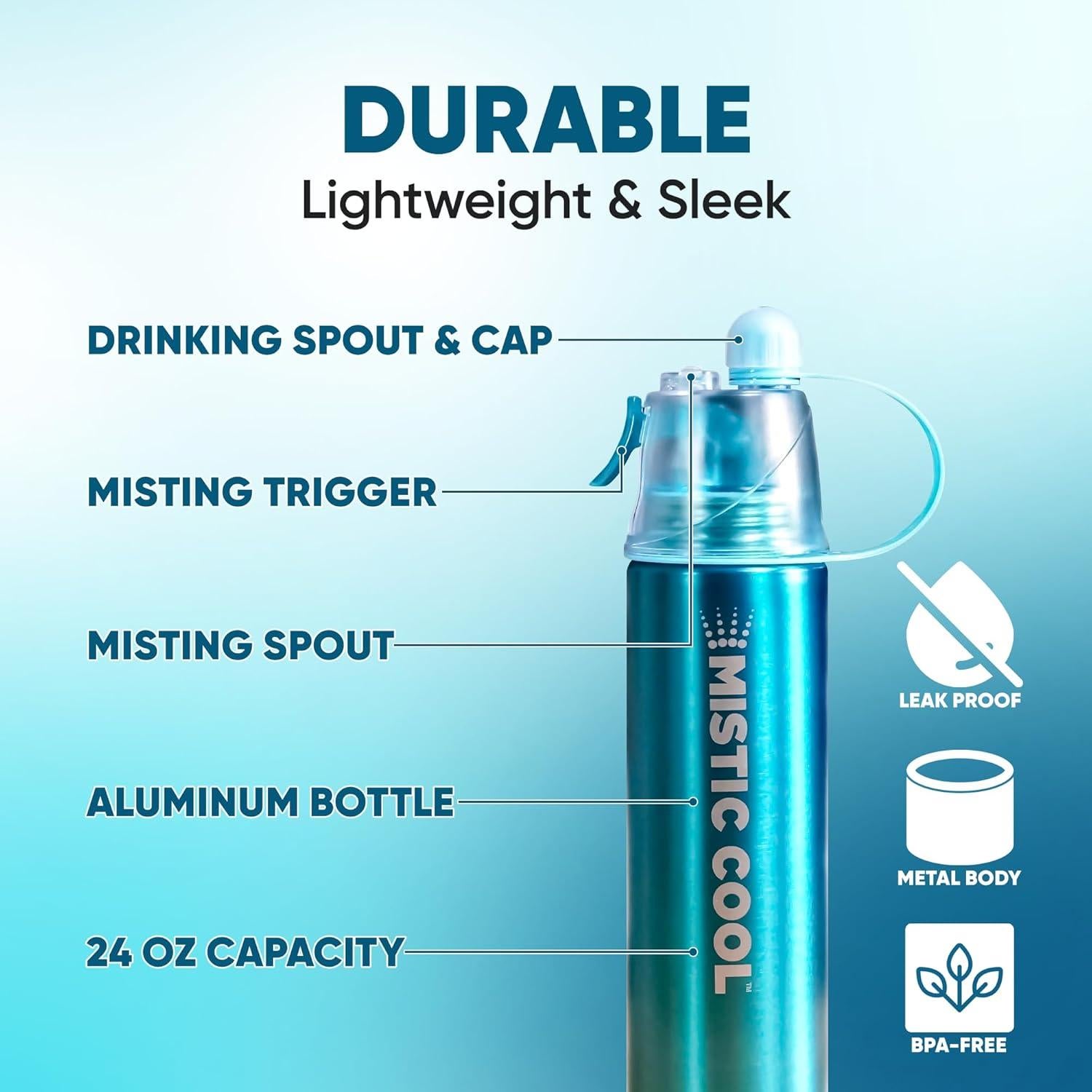 Botella de Agua MISTIC COOL 24oz con Spray Nebulizador