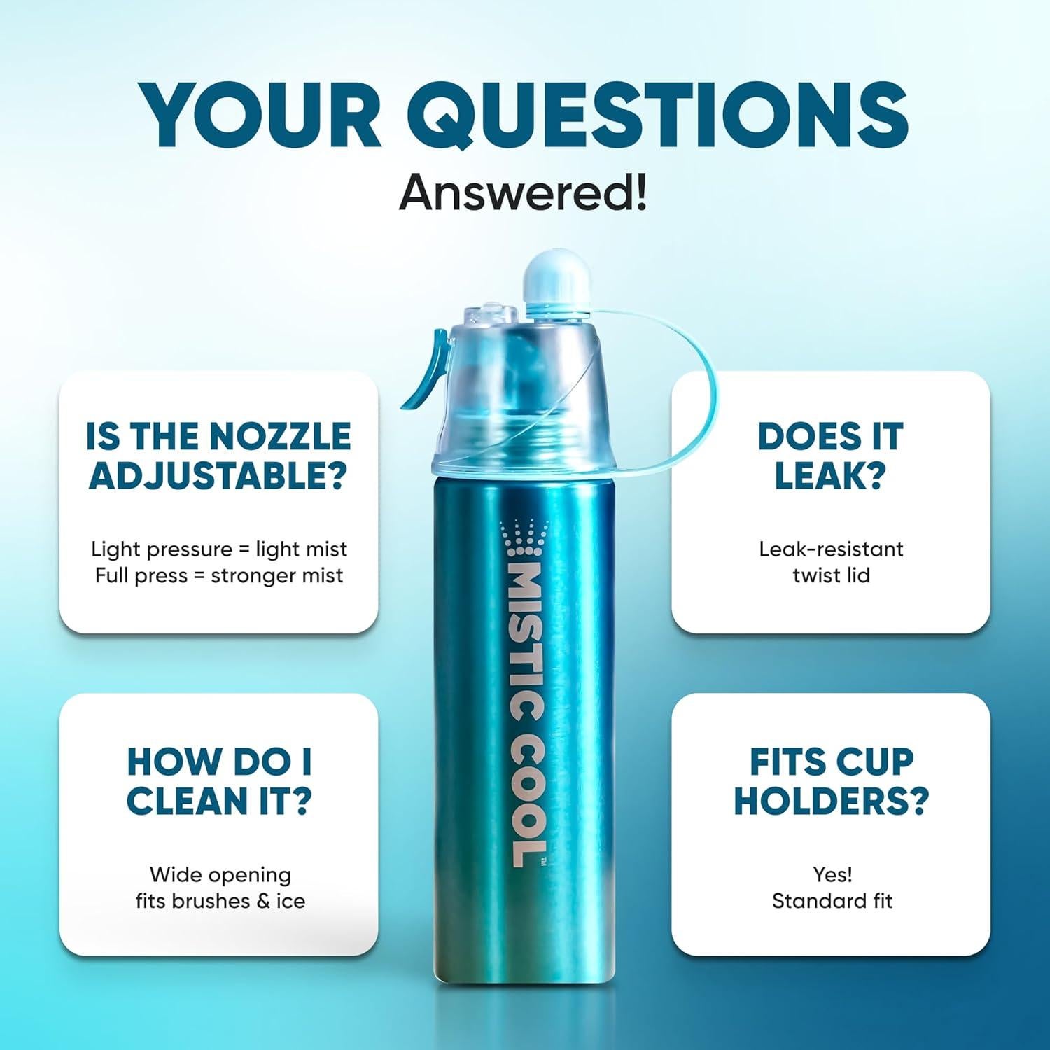 Botella de Agua MISTIC COOL 24oz con Spray Nebulizador