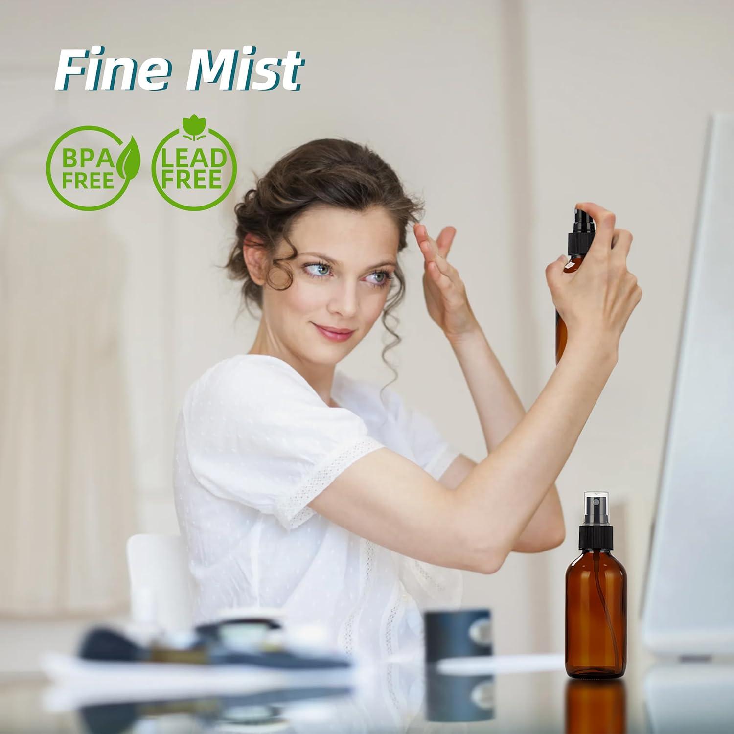 Botellas de Spray de Vidrio Ámbar 4 oz Bastelica - Pack de 4