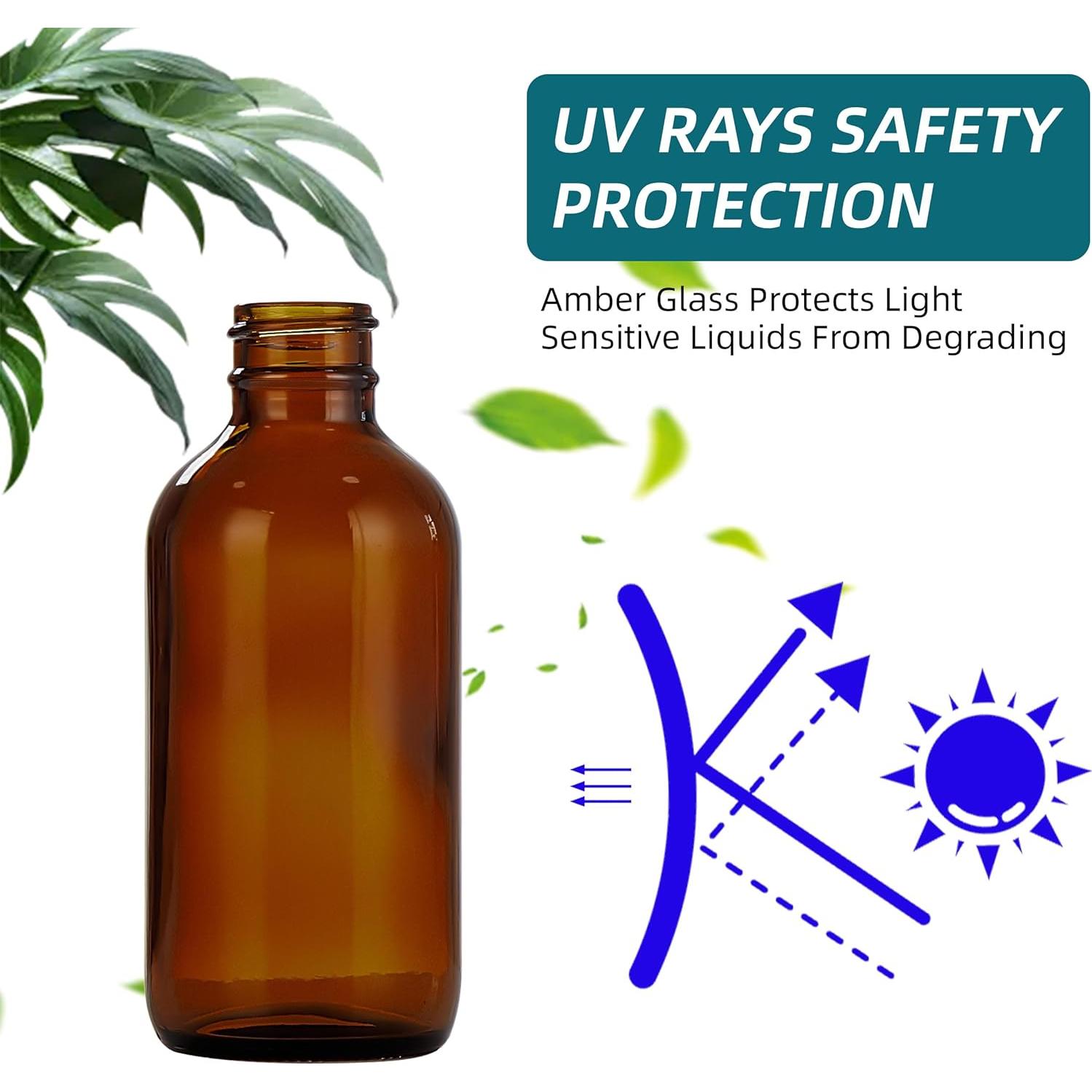 Botellas de Spray de Vidrio Ámbar 4 oz Bastelica - Pack de 4