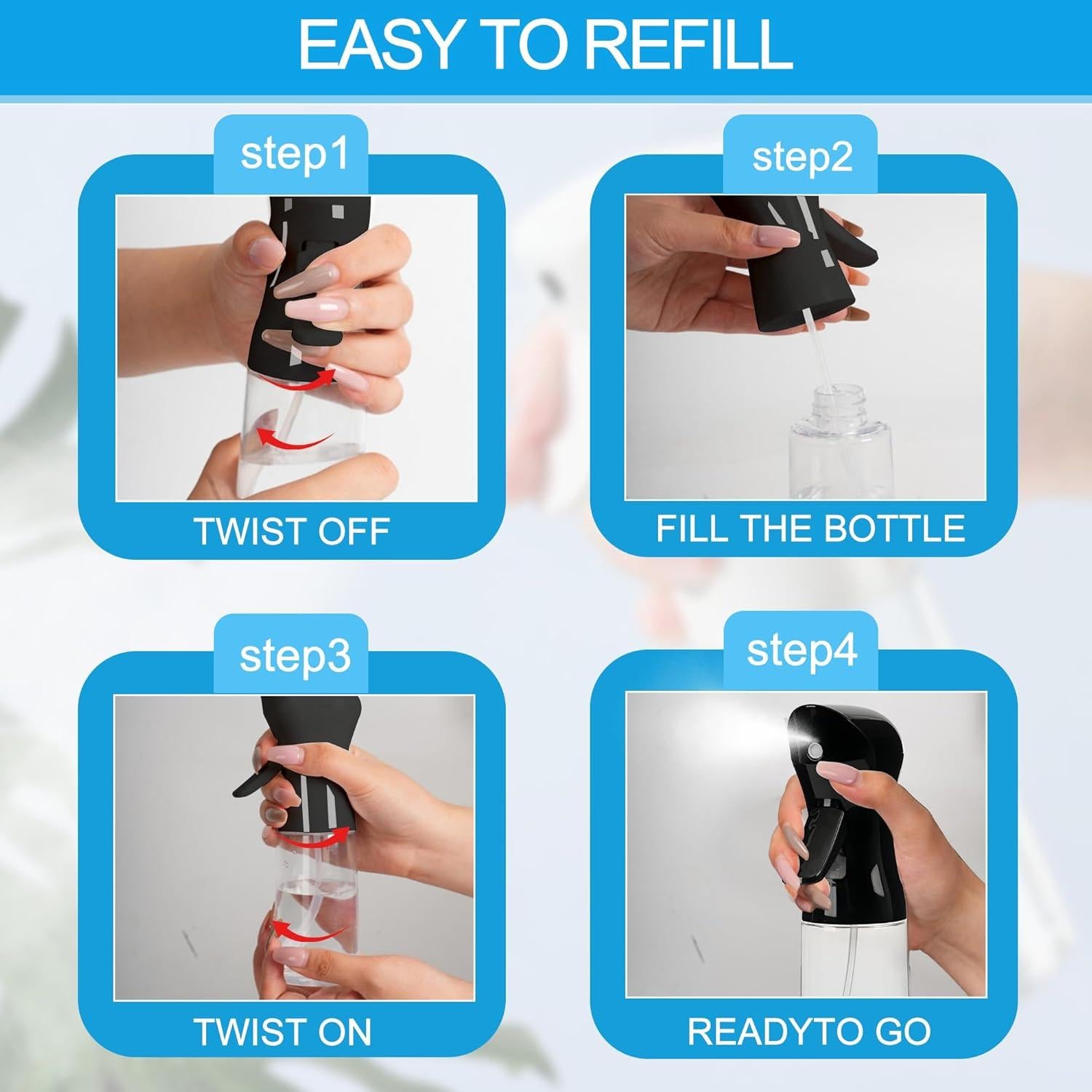 Botella Spray Nebulización Continua 200ml Miralosvian Negra