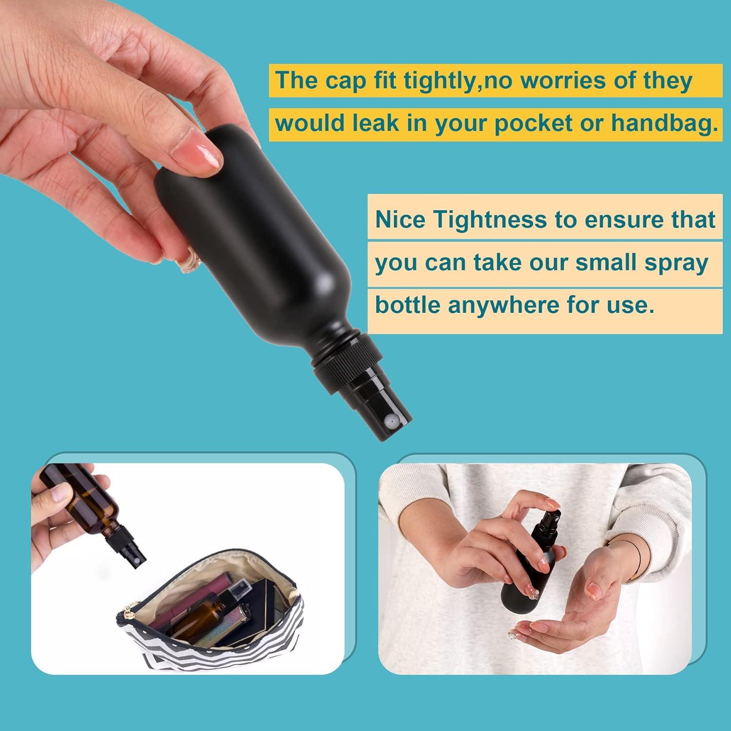 Botellas de Spray de Vidrio Negro Esmerilado 2 oz - 24 Paquetes