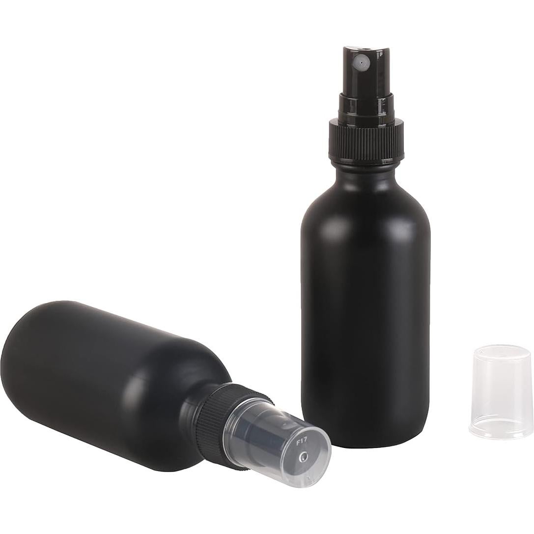 Botellas de Spray de Vidrio Negro Esmerilado 2 oz - 24 Paquetes