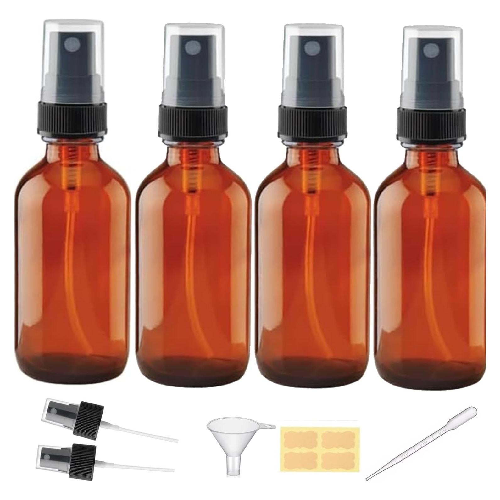 Botellas de Spray de Vidrio Ámbar 4 oz LANBEAUTIFY - 4 Pack