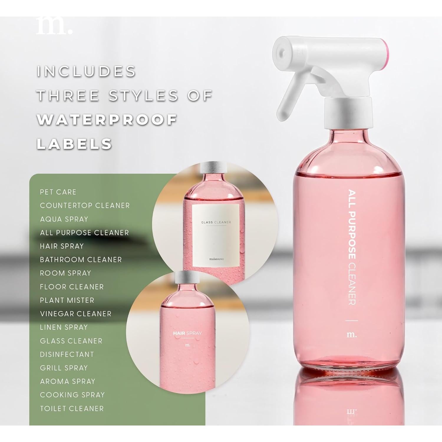 Set de 2 Botellas de Spray MaisoNovo Rosa 500 ml Vidrio