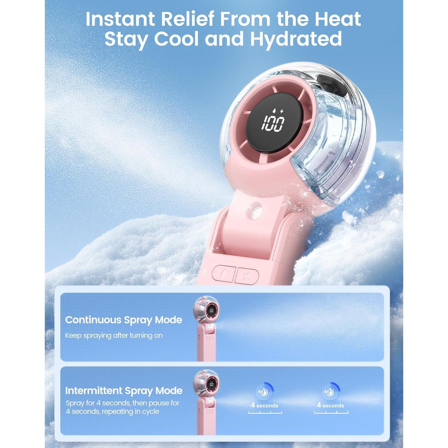 Ventilador Portátil TriPole con Nebulización y Pantalla LED