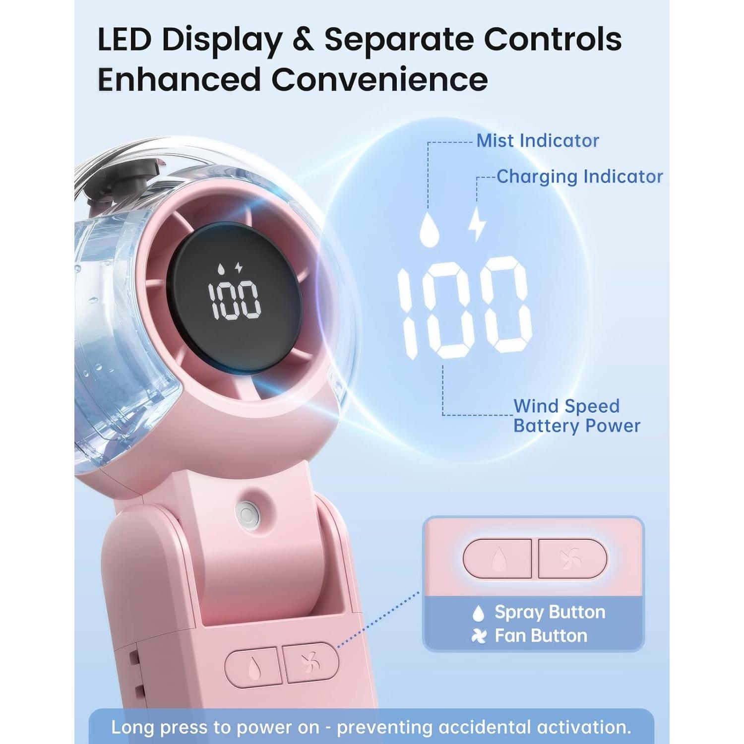 Ventilador Portátil TriPole con Nebulización y Pantalla LED