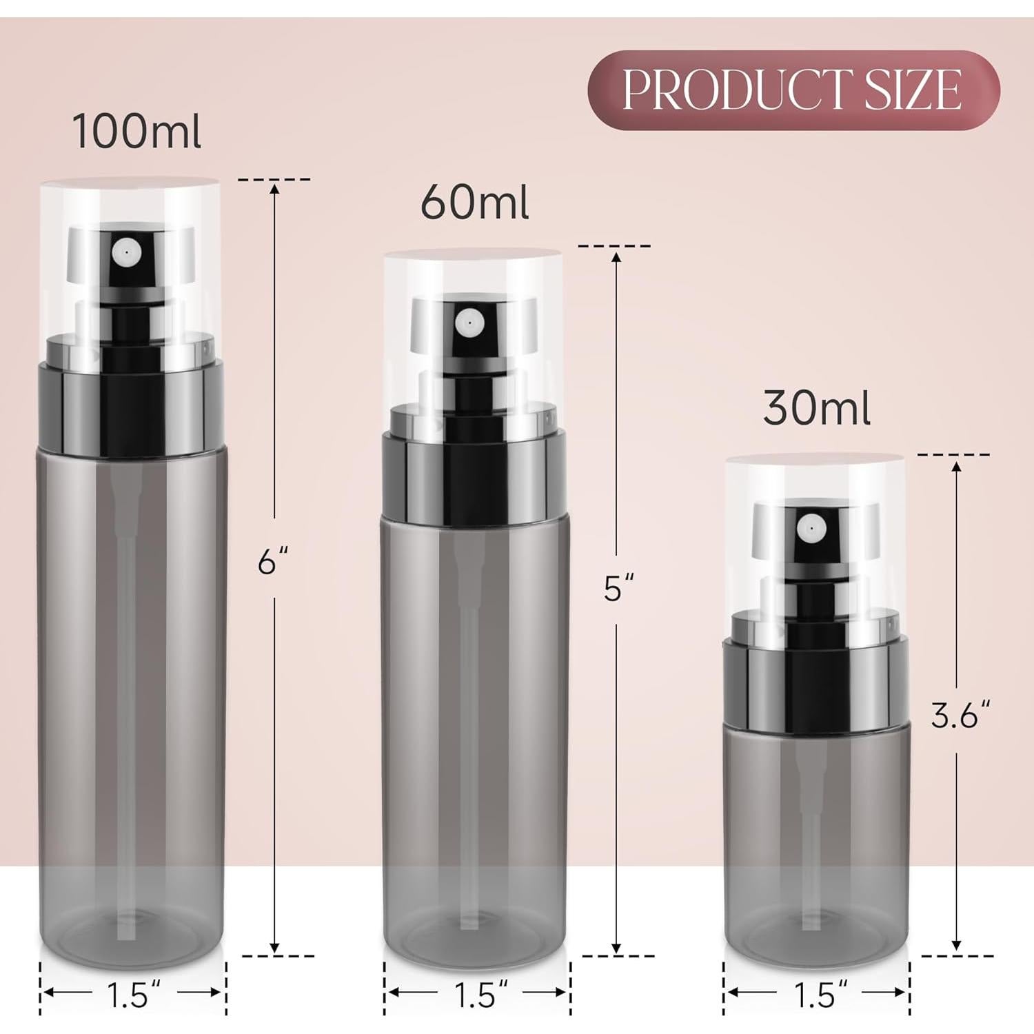 3 Botellas de Spray 30ml GIVITASOT Plástico Negro Nebulizador